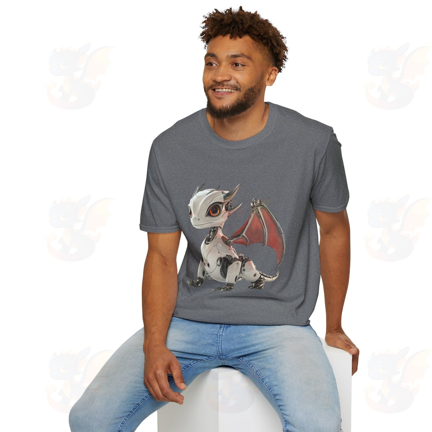 Adult Robot Dragon Design Unisex Softstyle T-Shirt
