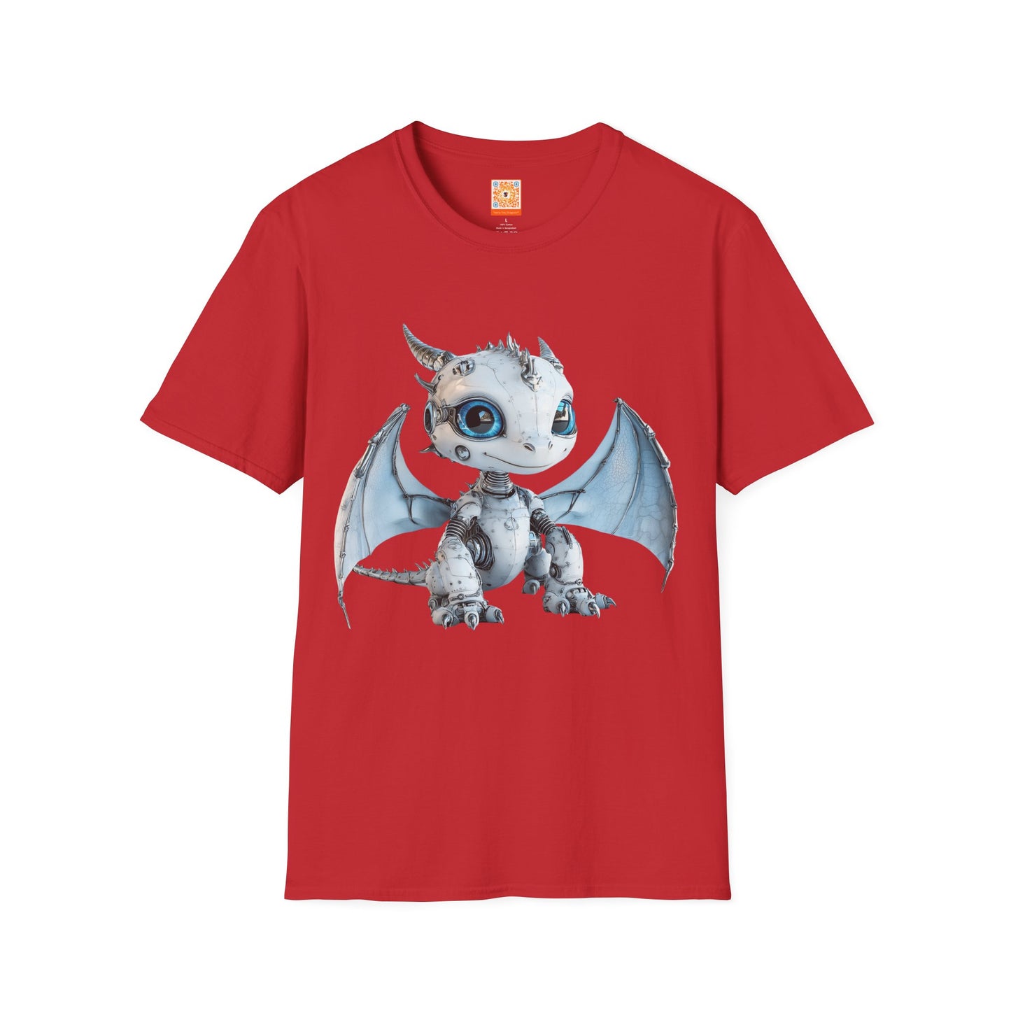 Blue Robot Dragon Adult Unisex Softstyle T-Shirt - Teeny Tiny Dragons