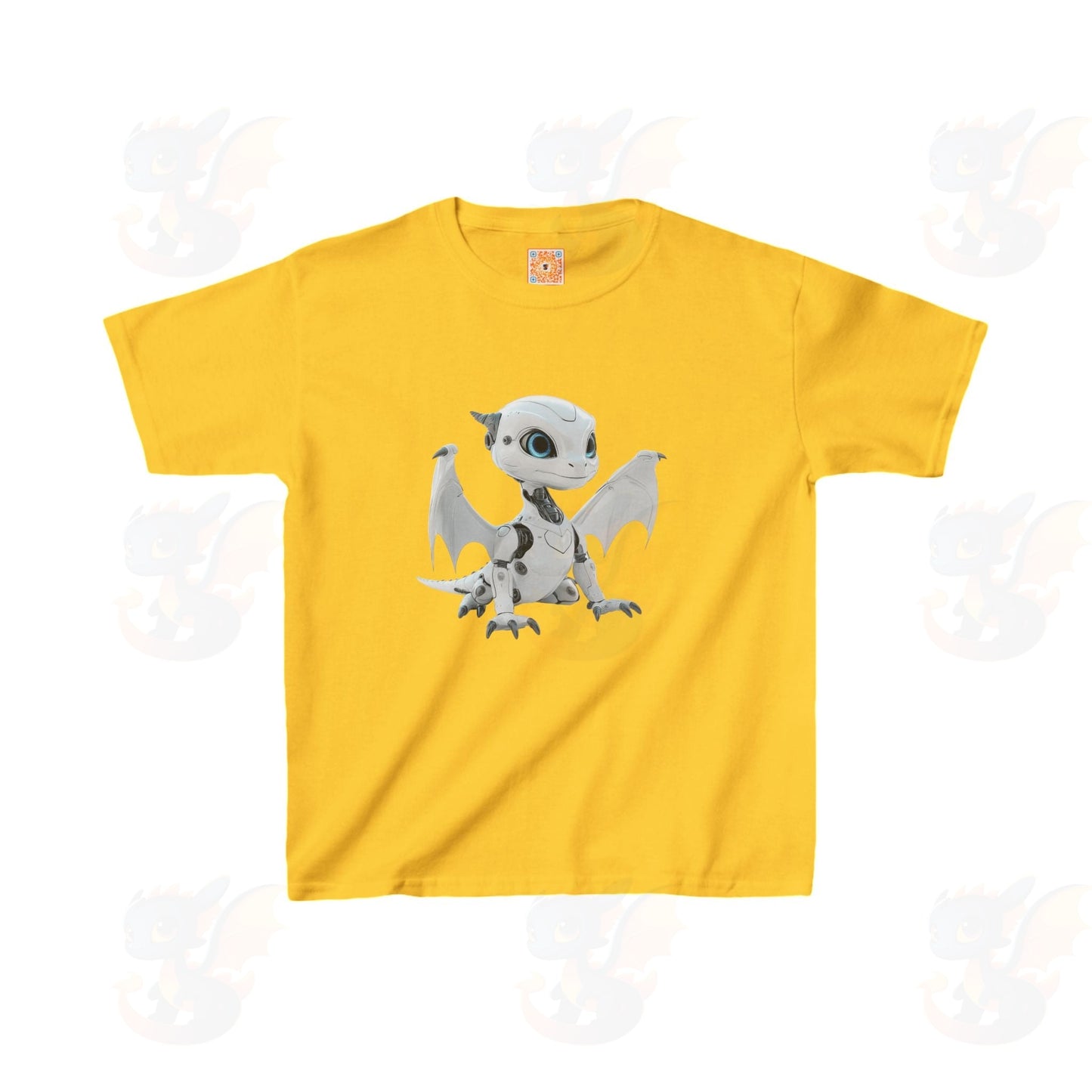 Cute White Robot Dragon - Kids Heavy Cotton™ T-Shirt