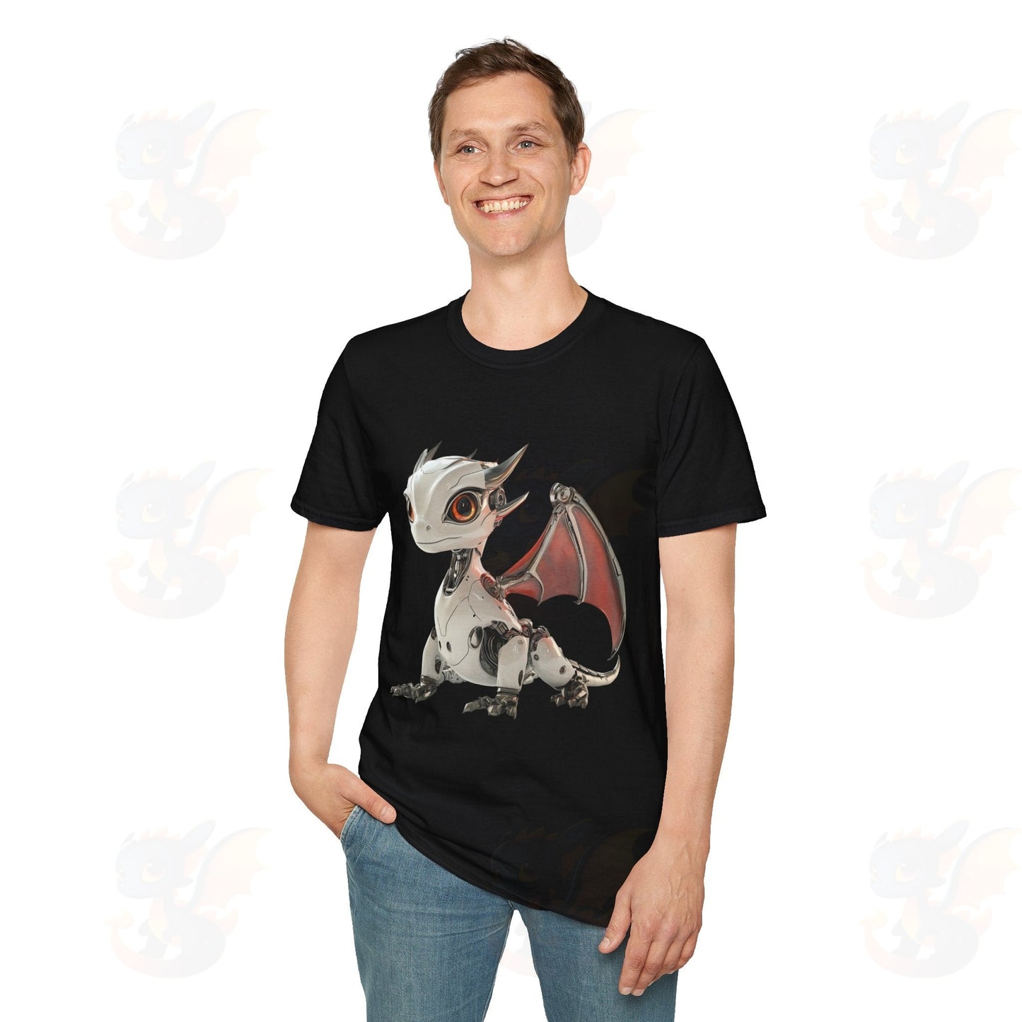 Adult Robot Dragon Design Unisex Softstyle T-Shirt