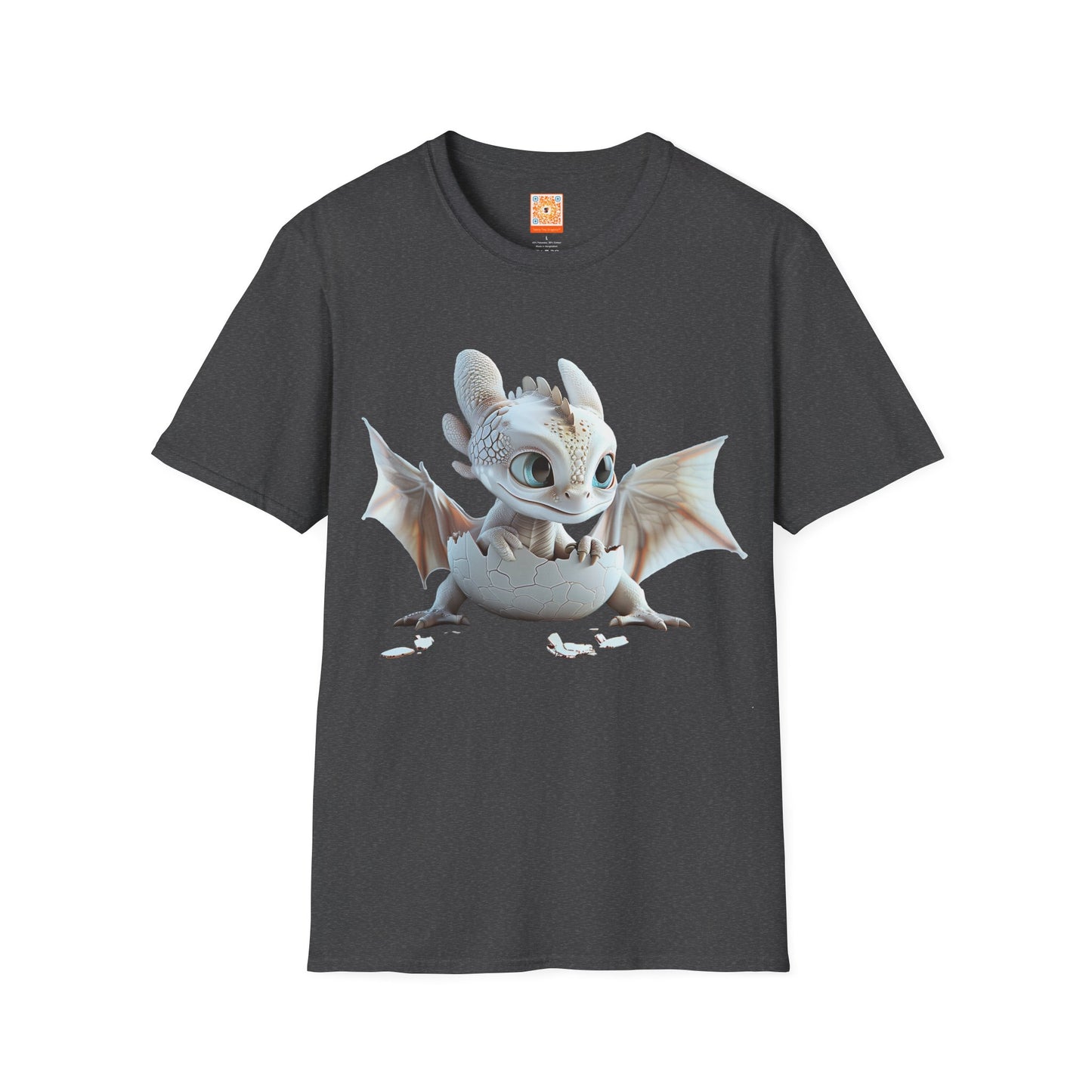 Baby Dragon Hatching from Egg Adult Unisex Softstyle T-Shirt - Teeny Tiny Dragons