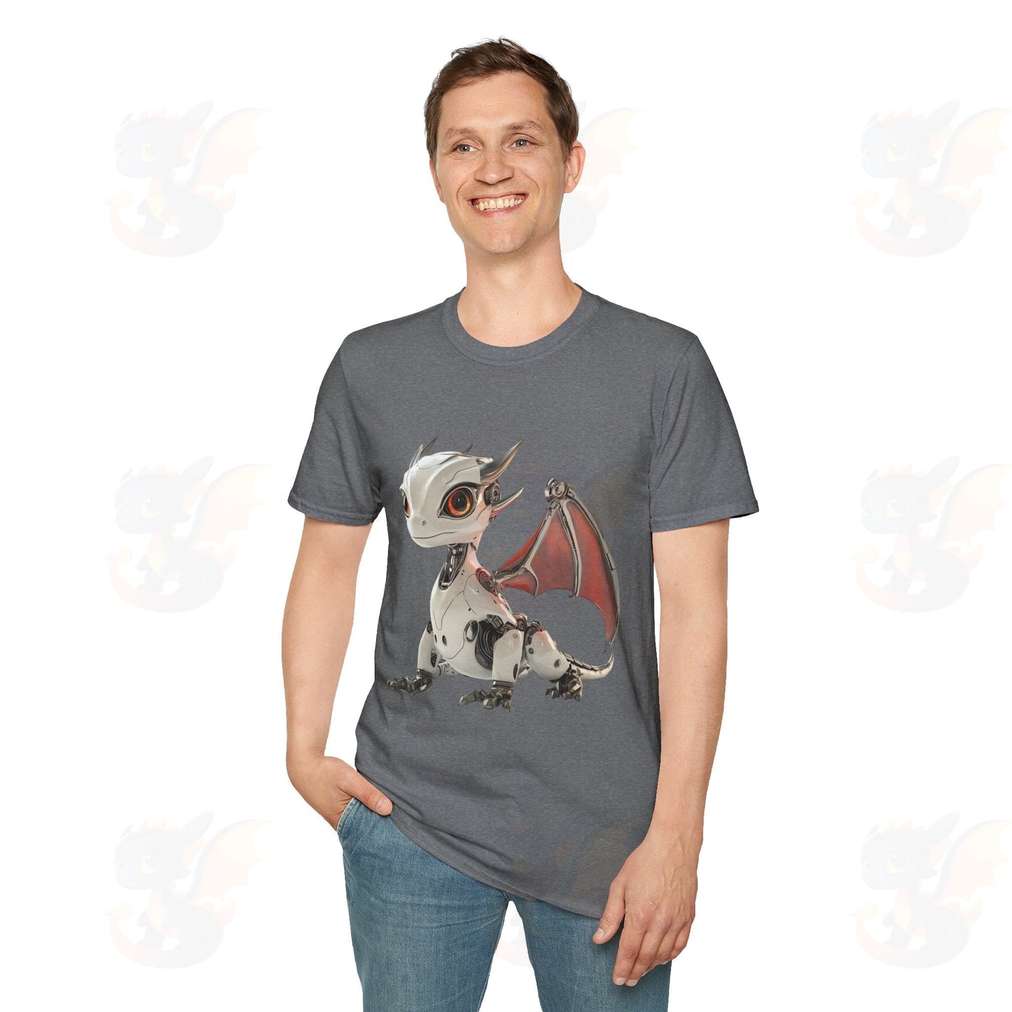 Adult Robot Dragon Design Unisex Softstyle T-Shirt