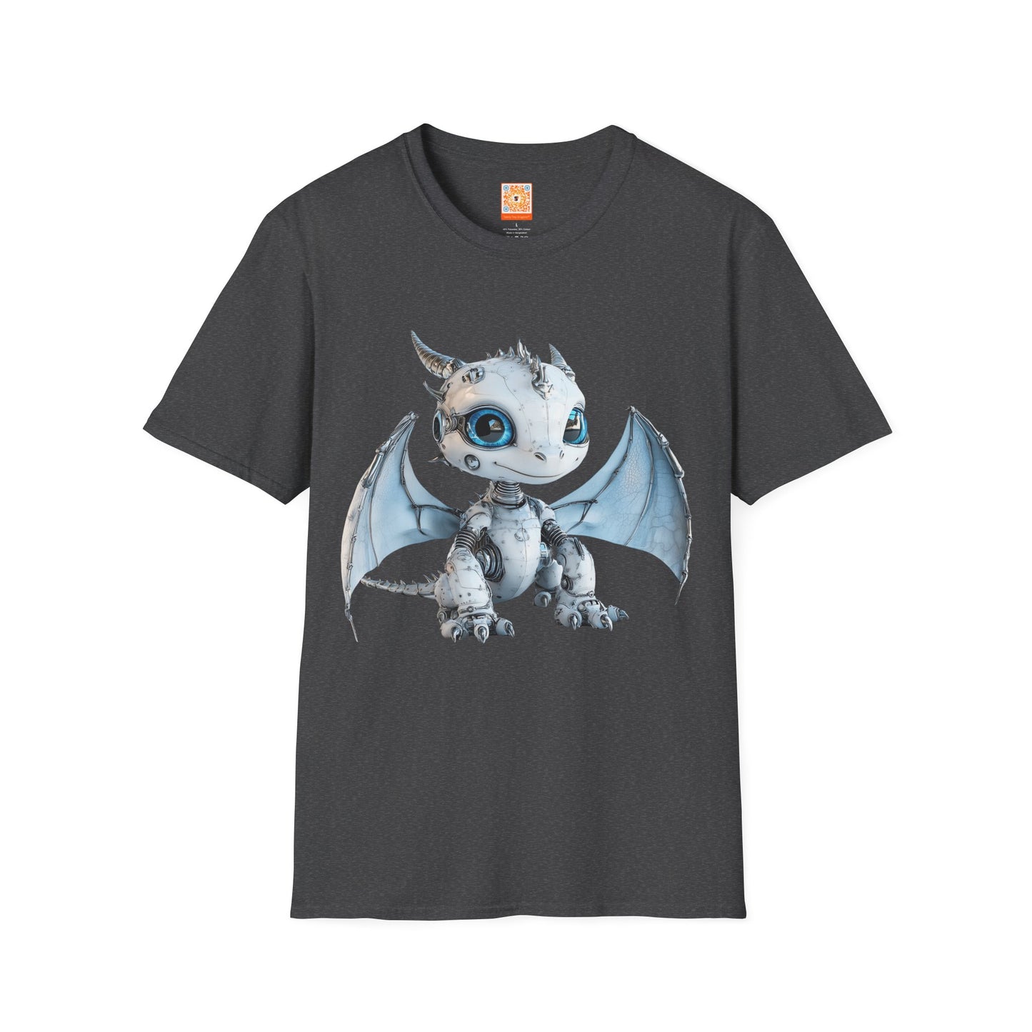 Blue Robot Dragon Adult Unisex Softstyle T-Shirt - Teeny Tiny Dragons
