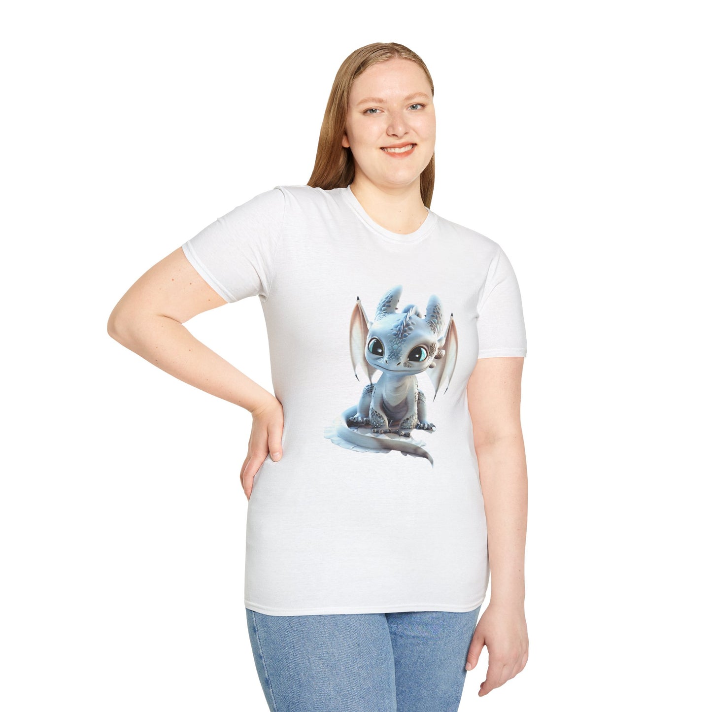Gorgeous Little Blue Dragon Adult Unisex Softstyle T-Shirt - Teeny Tiny Dragons