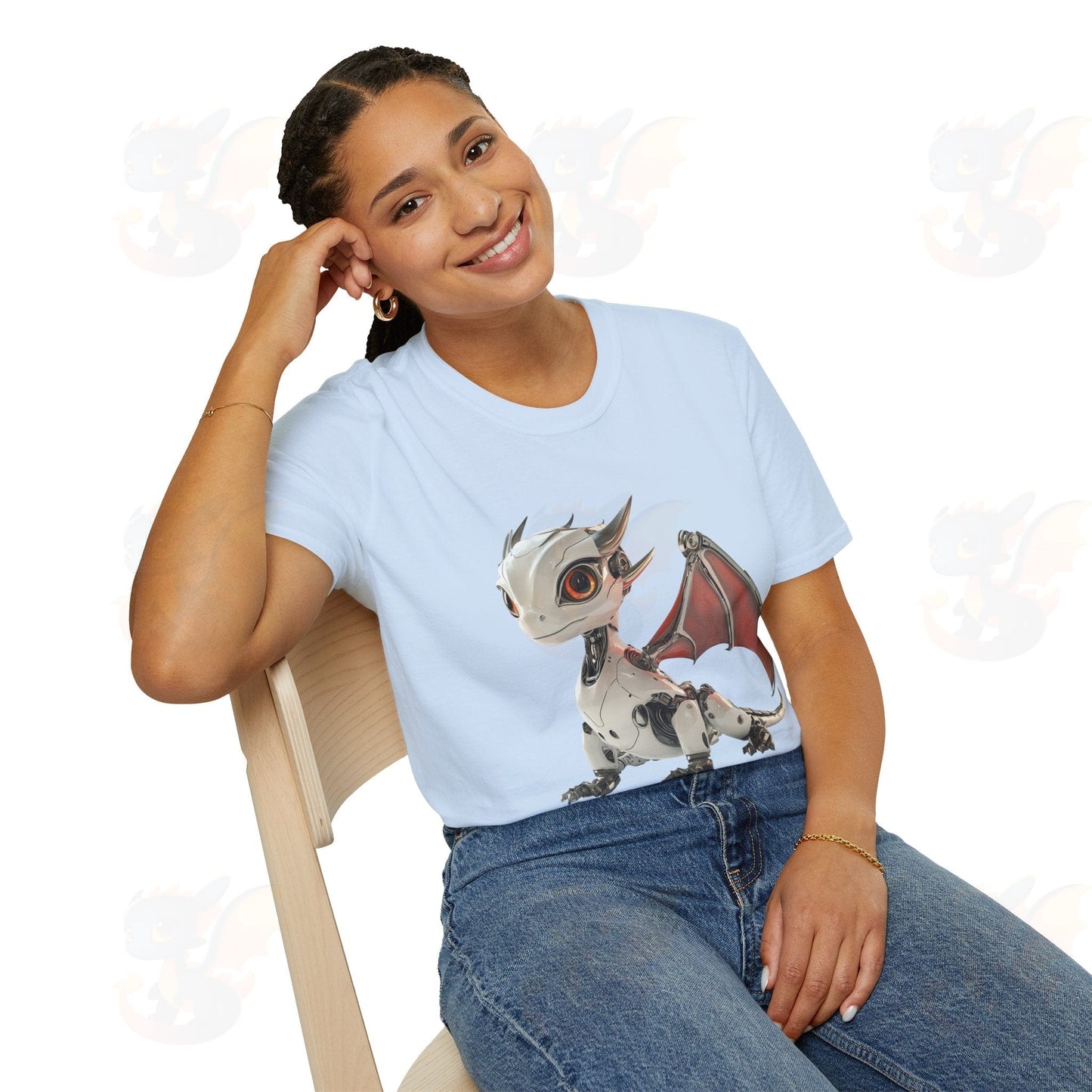 Adult Robot Dragon Design Unisex Softstyle T-Shirt
