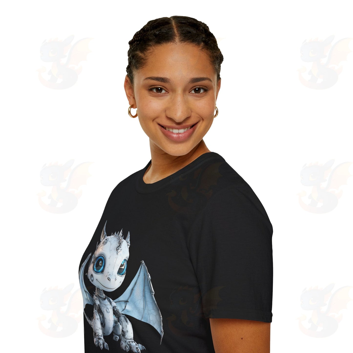 Cute Little Robot Dragon - Adult Robot Dragon Design Unisex Softstyle T-Shirt