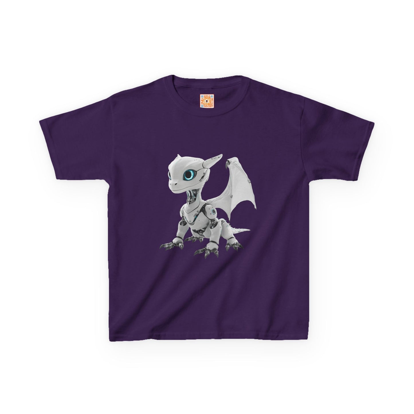 Little White Robot Dragon Kids Heavy Cotton T-Shirt - Teeny Tiny Dragons
