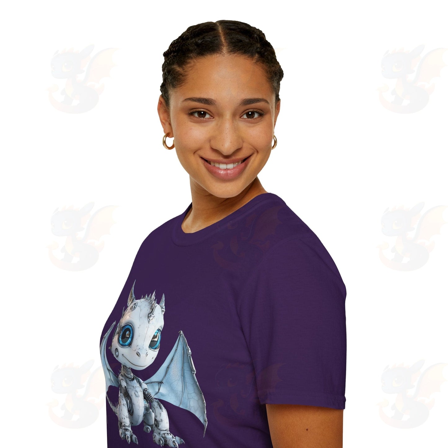 Cute Little Robot Dragon - Adult Robot Dragon Design Unisex Softstyle T-Shirt