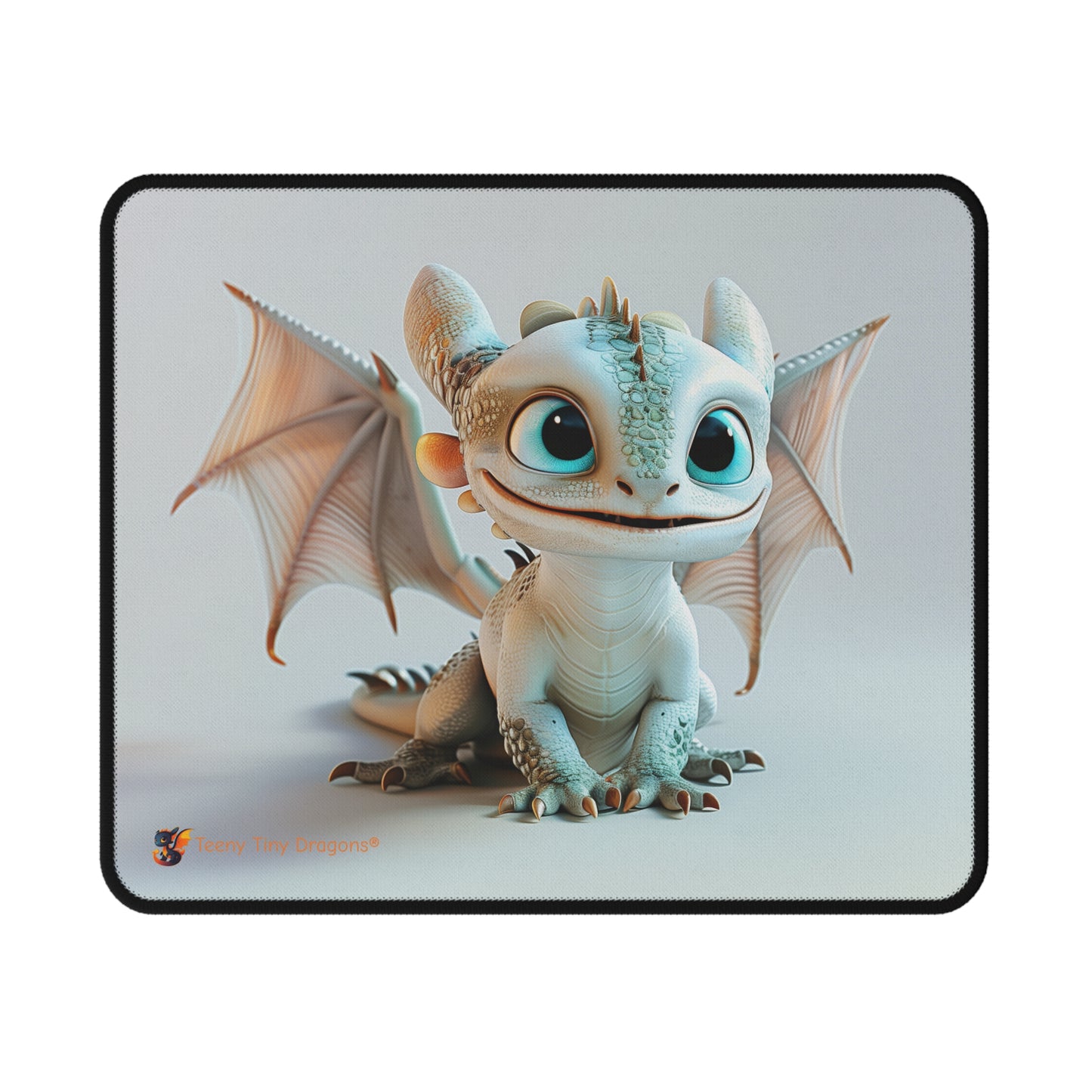 Pale Blue-Eyed Baby Dragon Fantasy Art Mouse Pad - Teeny Tiny Dragons