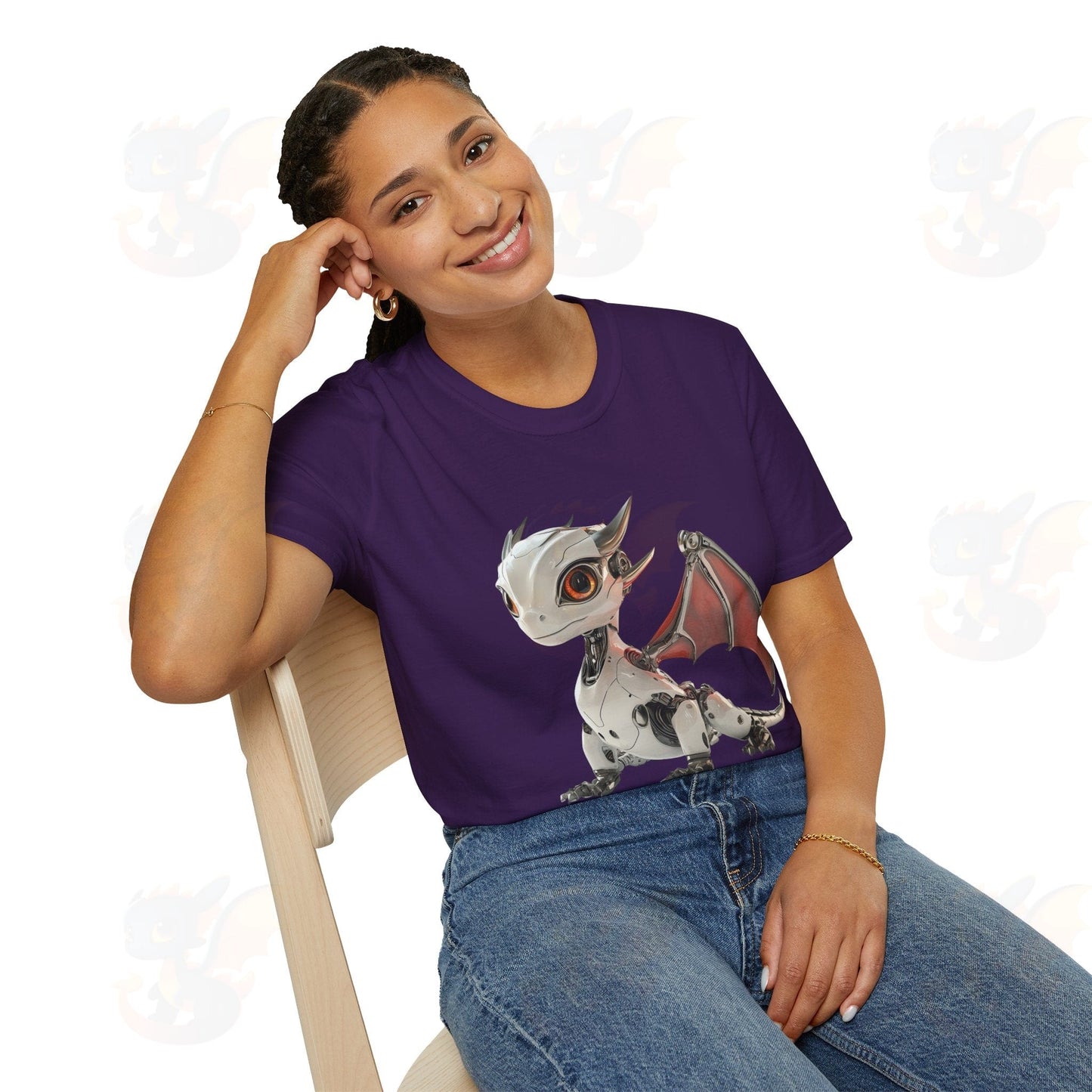 Adult Robot Dragon Design Unisex Softstyle T-Shirt