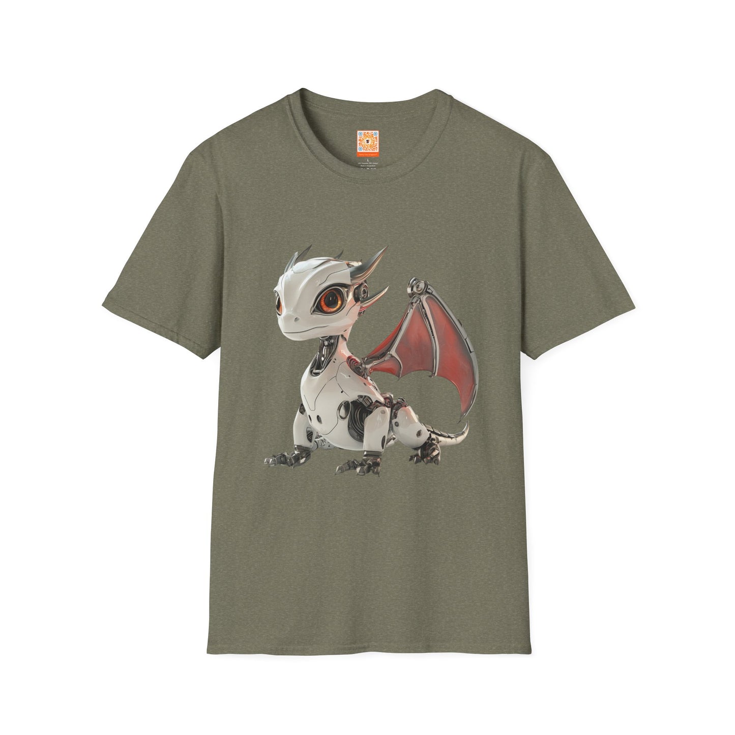 Sitting Robot Dragon Adult Unisex Softstyle T-Shirt - Teeny Tiny Dragons