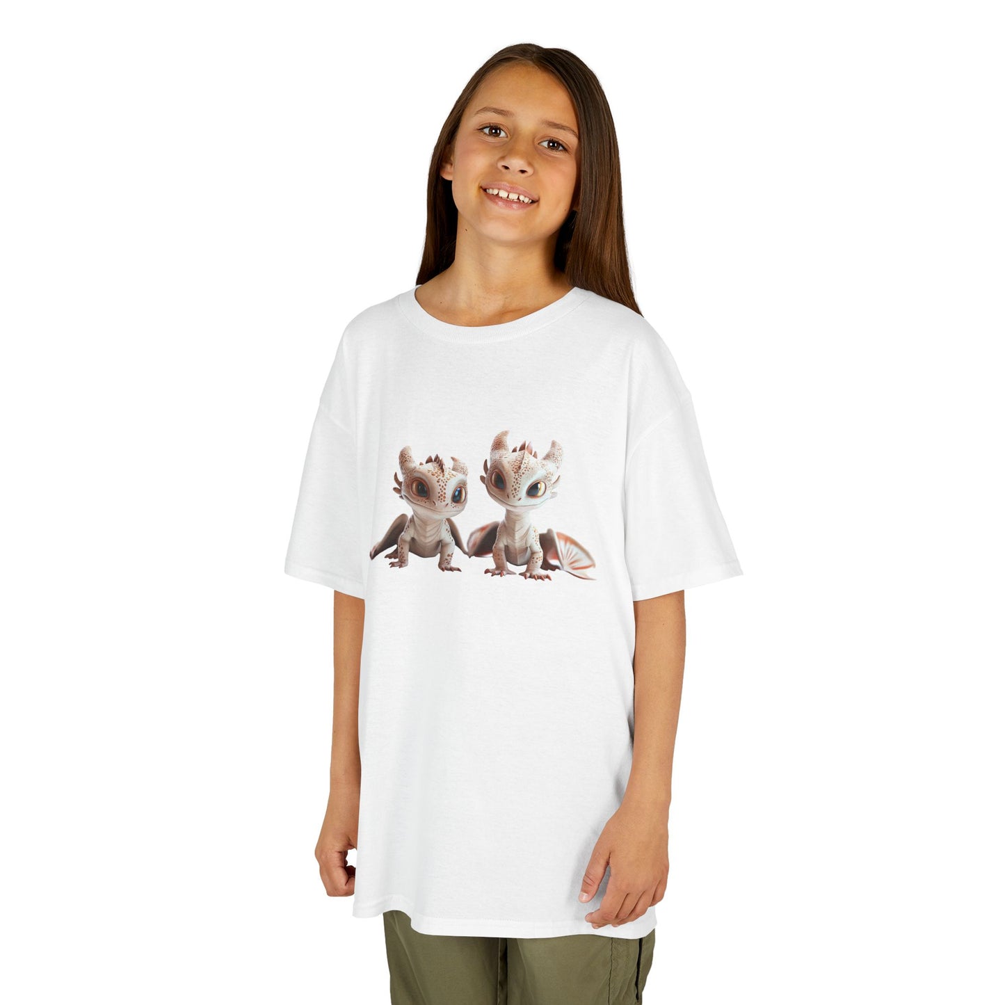 2 Adorable Dragons Kids Heavy Cotton T-Shirt - Teeny Tiny Dragons