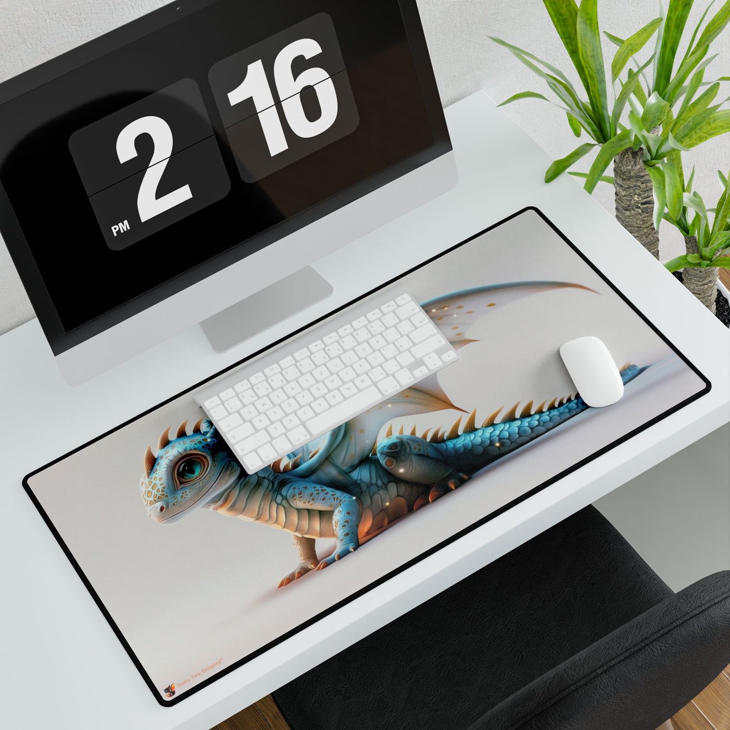 Mythical Blue Dragon Desk Mat - Teeny Tiny Dragons