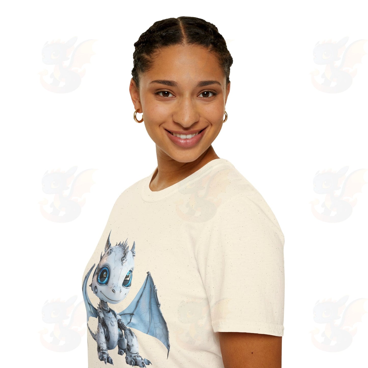 Cute Little Robot Dragon - Adult Robot Dragon Design Unisex Softstyle T-Shirt