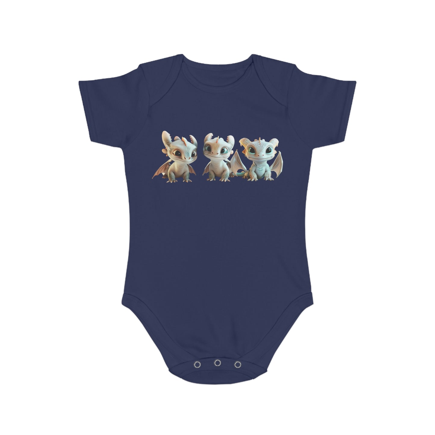 Short Sleeve Baby Bodysuit with 3 Cute Baby Dragons | Teeny Tiny Dragons