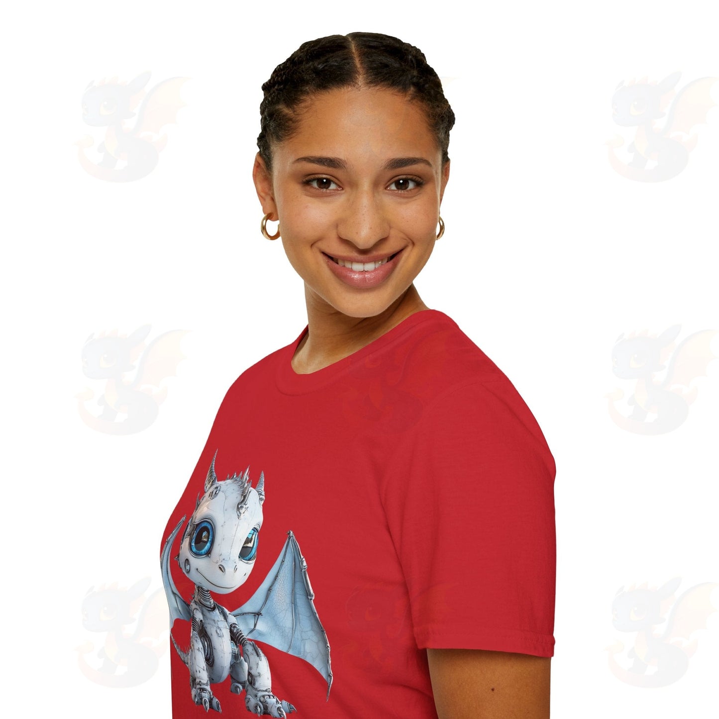 Cute Little Robot Dragon - Adult Robot Dragon Design Unisex Softstyle T-Shirt
