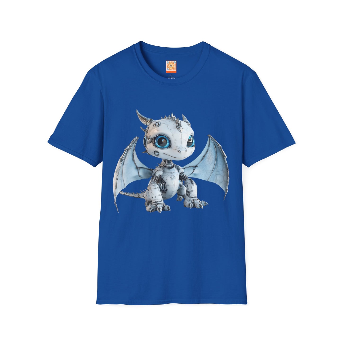 Blue Robot Dragon Adult Unisex Softstyle T-Shirt - Teeny Tiny Dragons