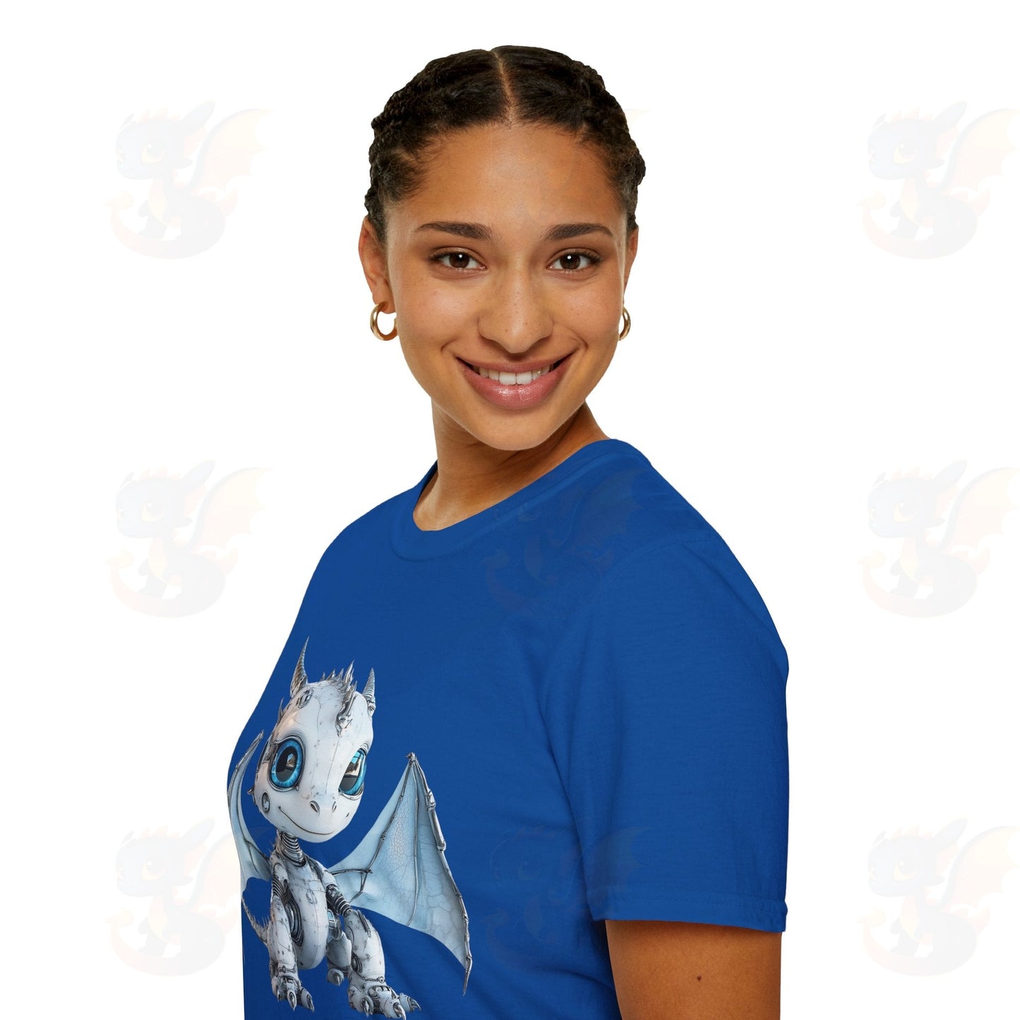 Cute Little Robot Dragon - Adult Robot Dragon Design Unisex Softstyle T-Shirt
