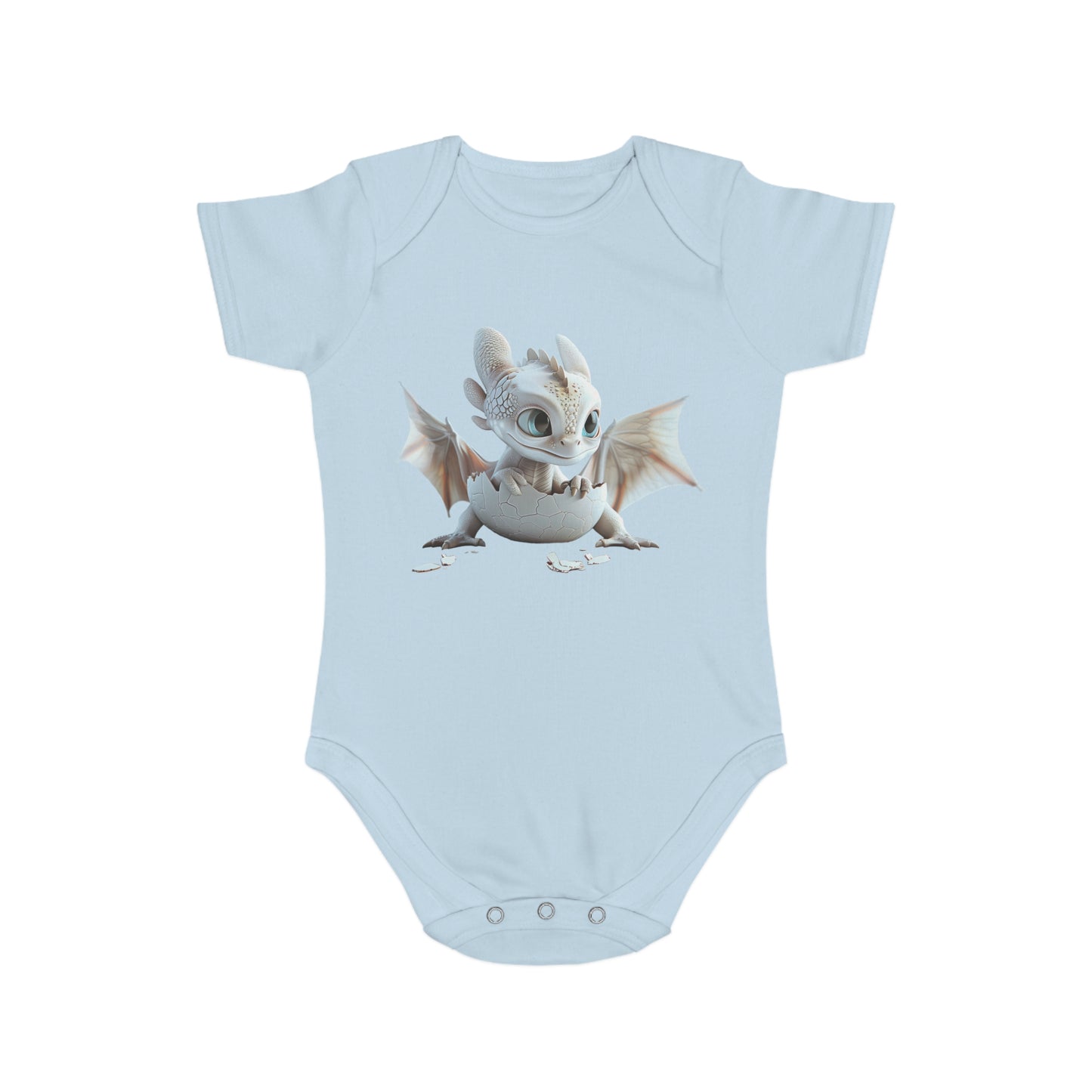 Short Sleeve Baby Bodysuit with an Adorable Baby Dragon