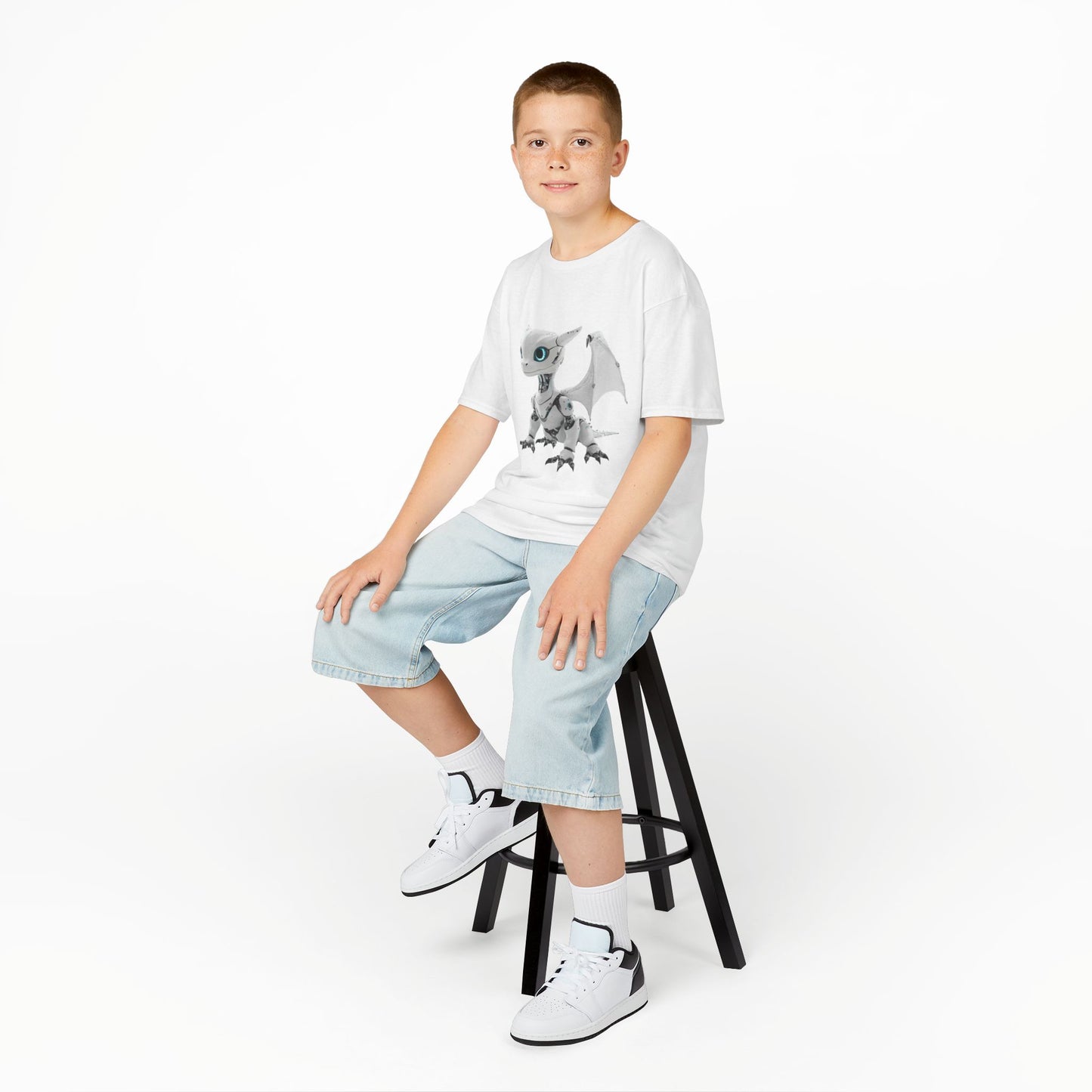 Little White Robot Dragon Kids Heavy Cotton T-Shirt - Teeny Tiny Dragons