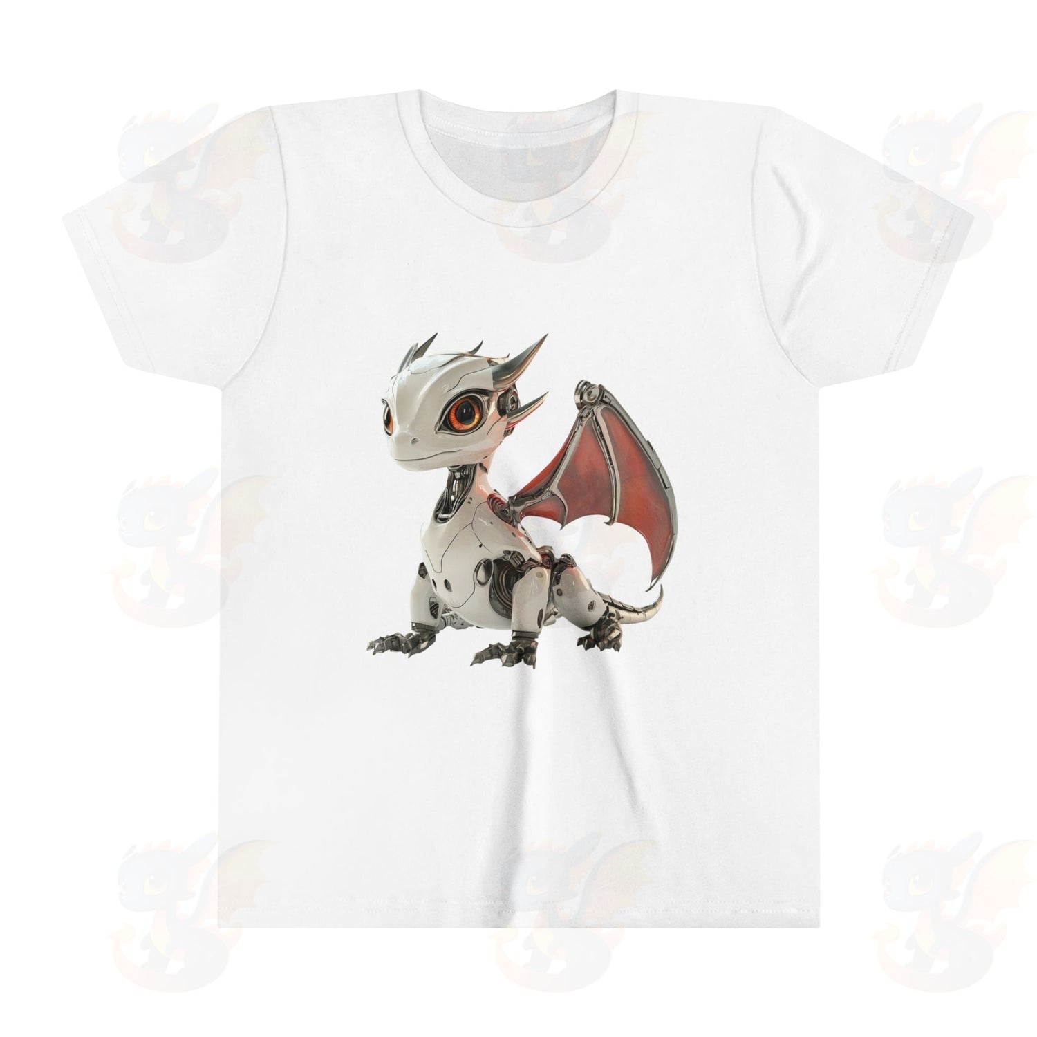 Teeny Tiny Dragons® artwork of a futuristic robot dragon with armored plates in shades of and, featuring large mechanical wings and glowing eyes.