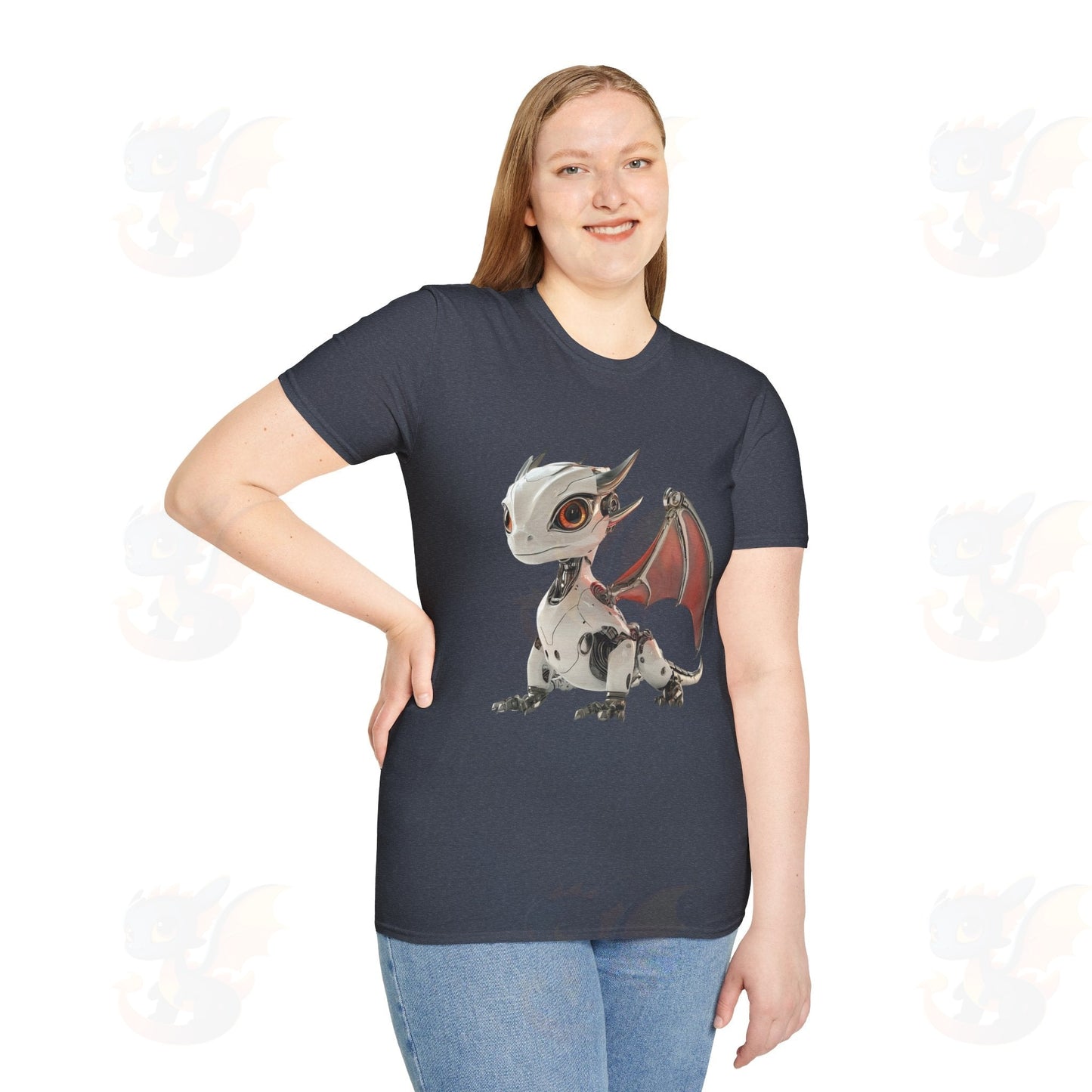 Adult Robot Dragon Design Unisex Softstyle T-Shirt