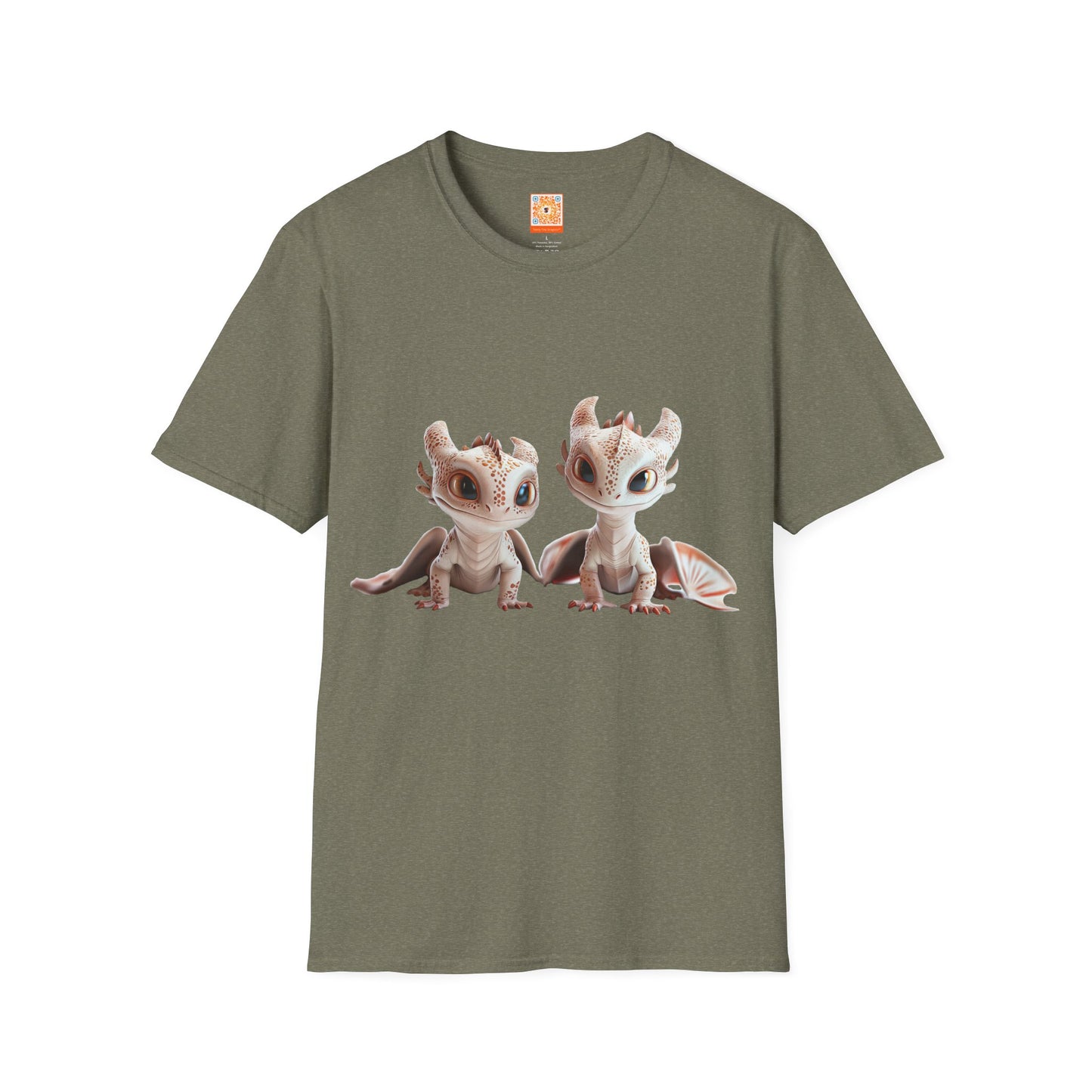 Twin Baby Dragons Adult Unisex Softstyle T-Shirt - Teeny Tiny Dragons