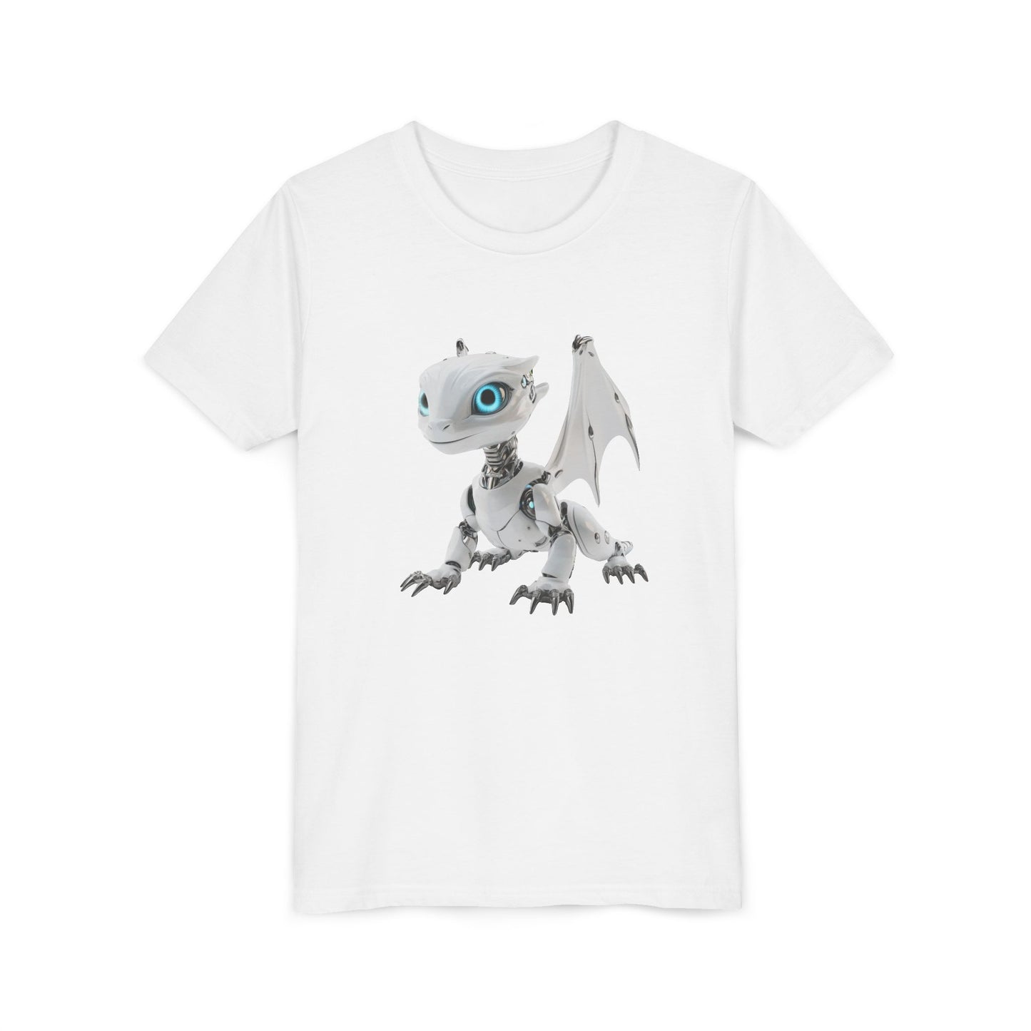 White Robot Dragon - Youth Short Sleeve T-Shirt - Teeny Tiny Dragons