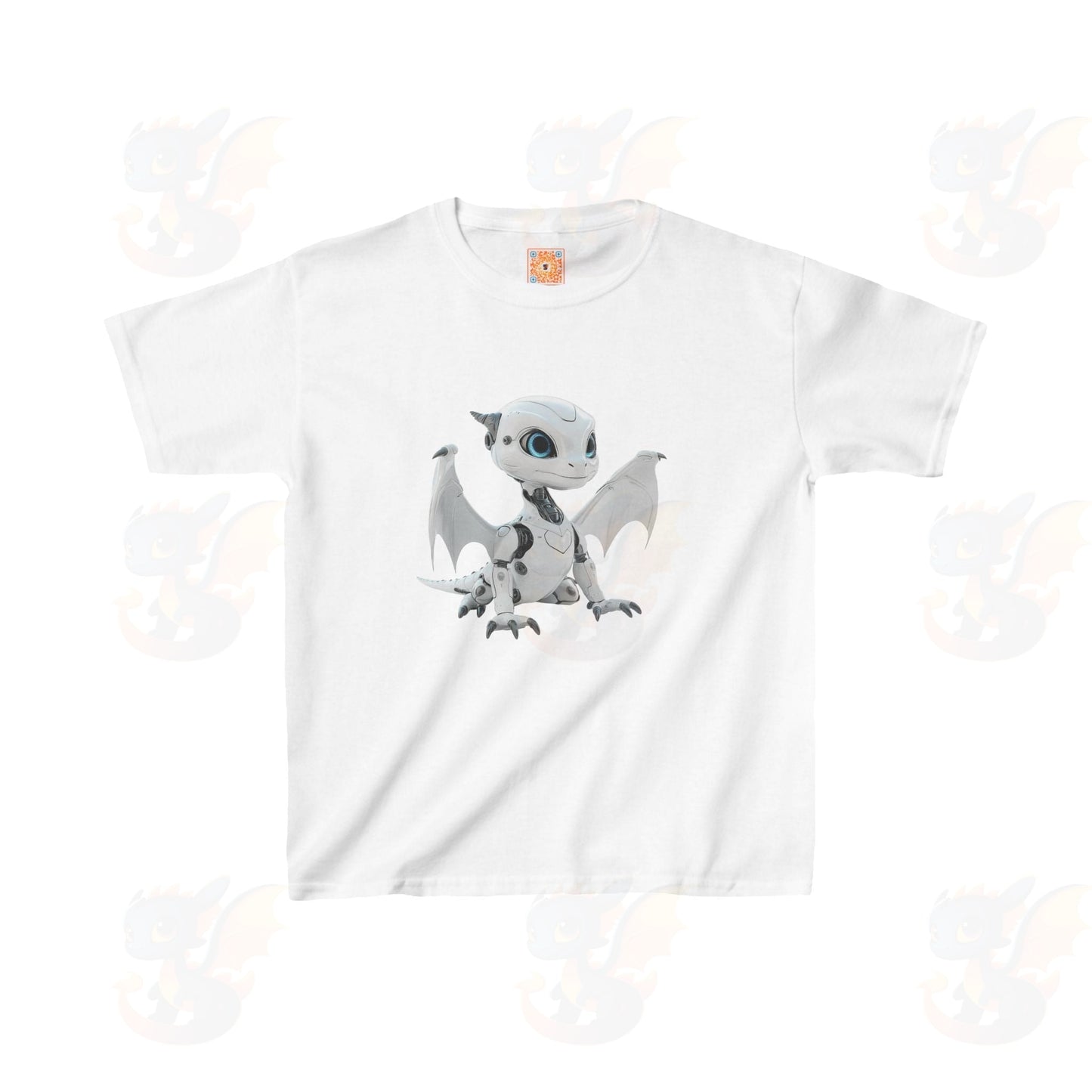 Cute White Robot Dragon - Kids Heavy Cotton™ T-Shirt