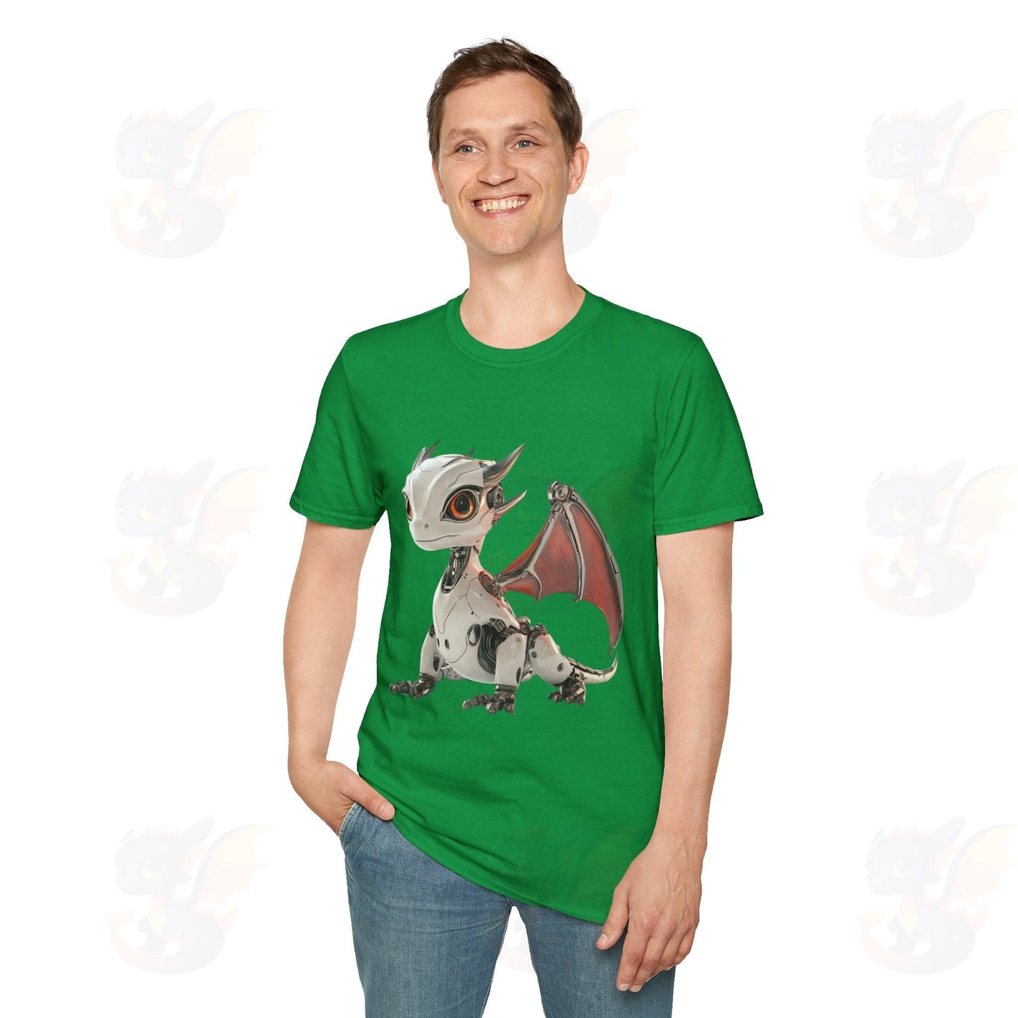 Adult Robot Dragon Design Unisex Softstyle T-Shirt