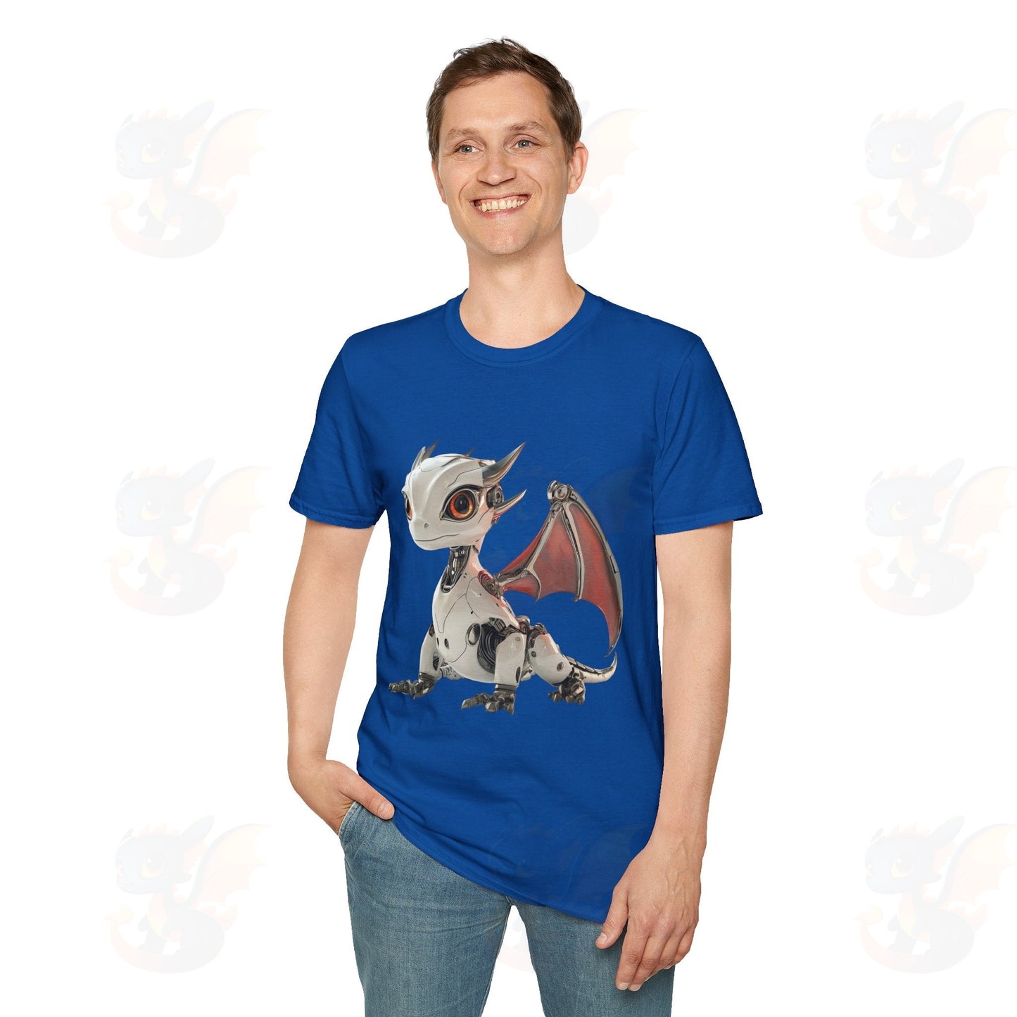 Adult Robot Dragon Design Unisex Softstyle T-Shirt