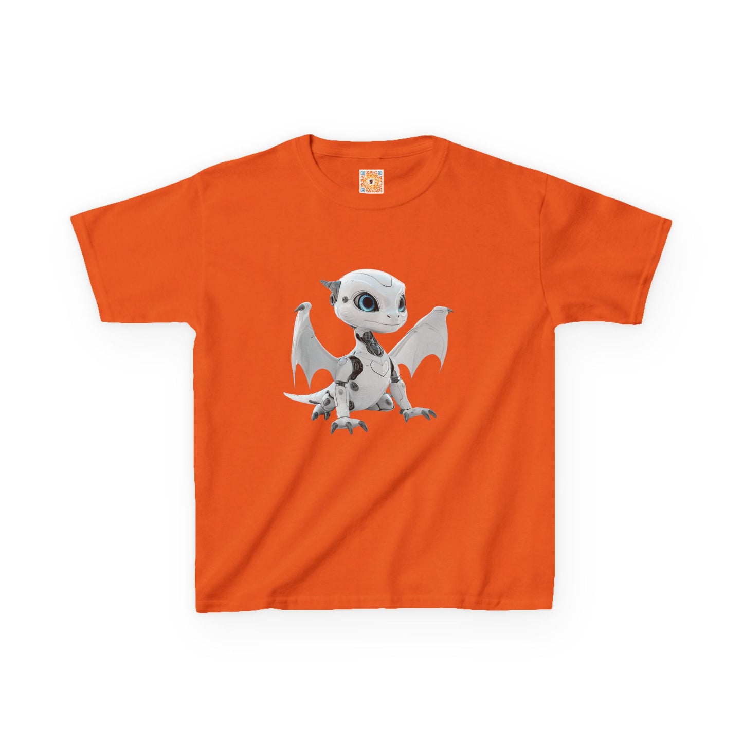Cute White Robot Dragon Kids Heavy Cotton T-Shirt - Teeny Tiny Dragons