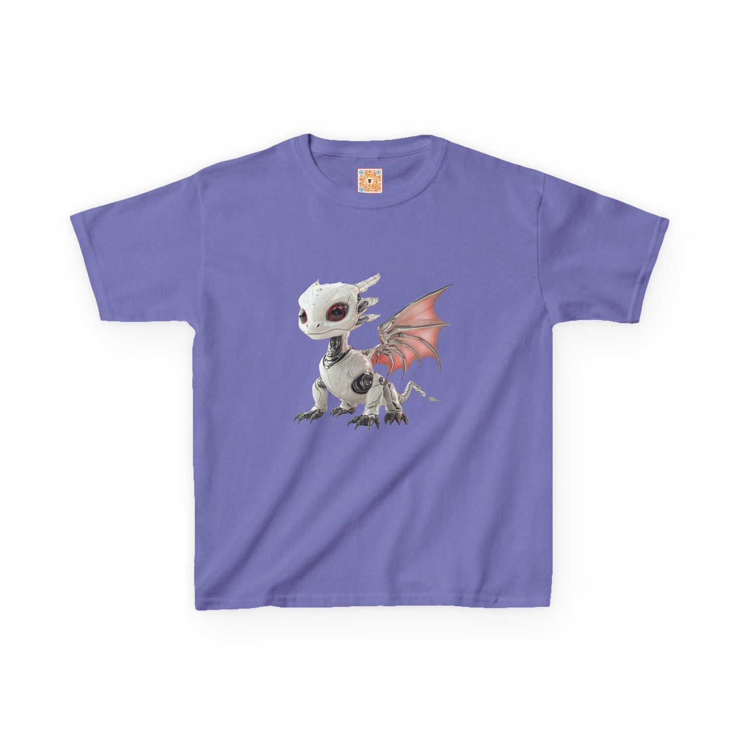 Sitting Grey Robot Dragon Kids 100% Cotton T-Shirt - Teeny Tiny Dragons
