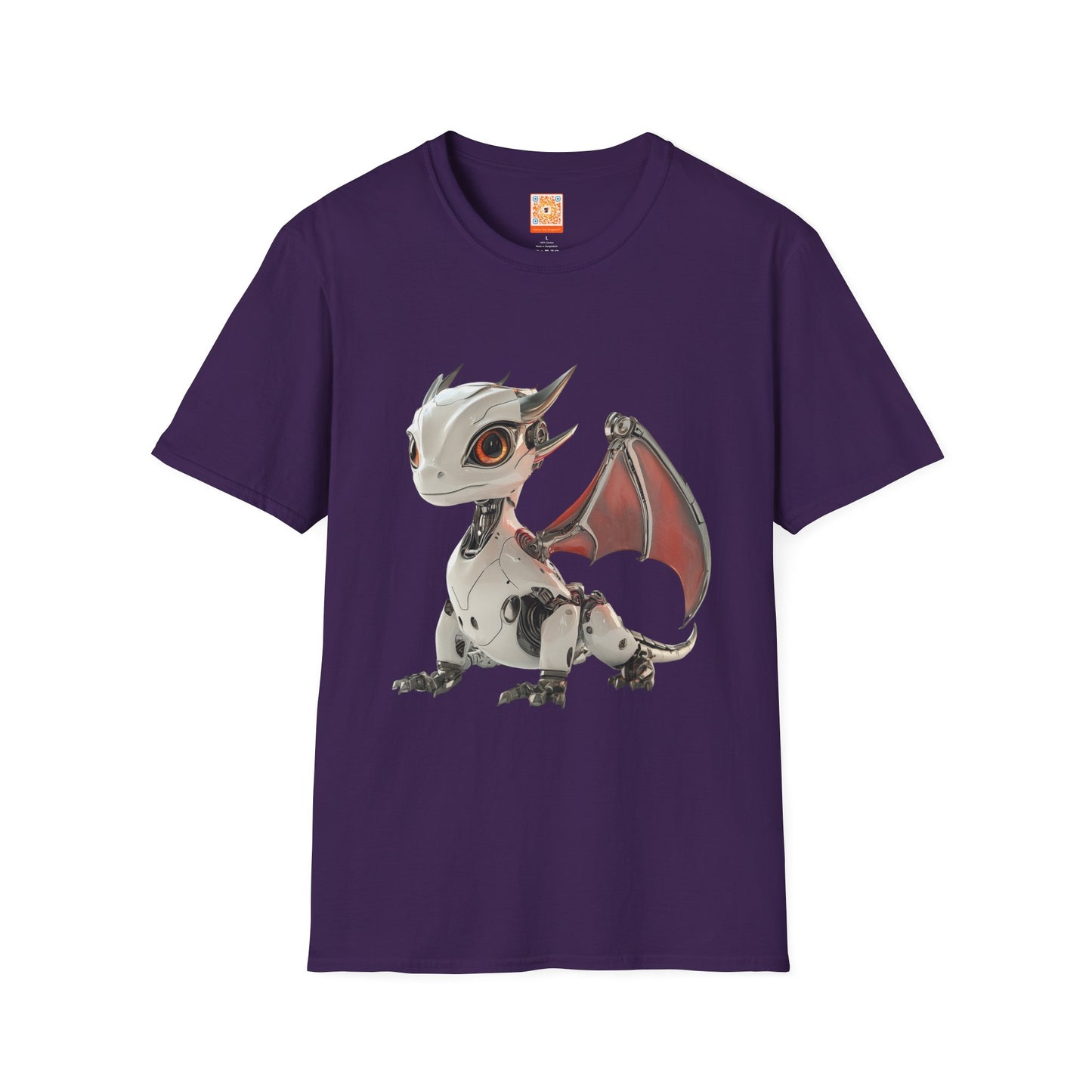 Sitting Robot Dragon Adult Unisex Softstyle T-Shirt - Teeny Tiny Dragons