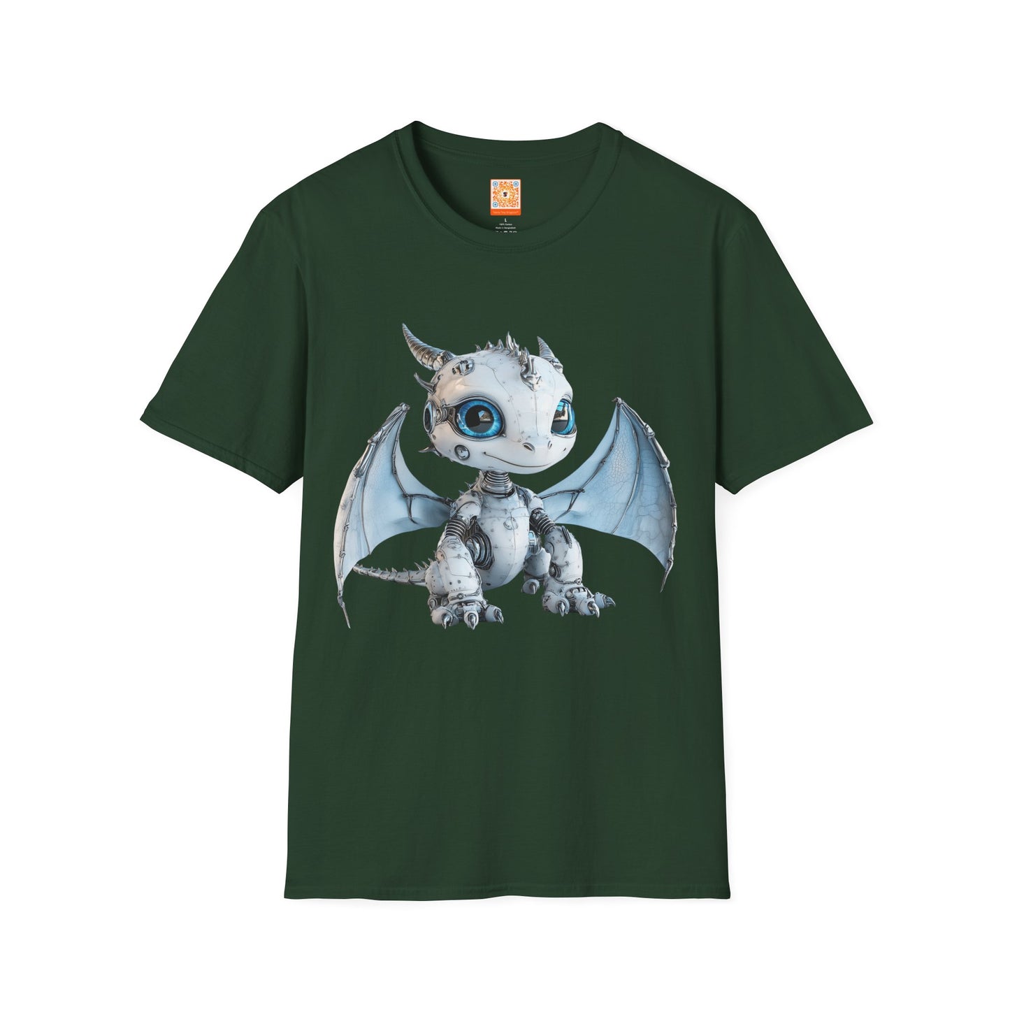 Blue Robot Dragon Adult Unisex Softstyle T-Shirt - Teeny Tiny Dragons