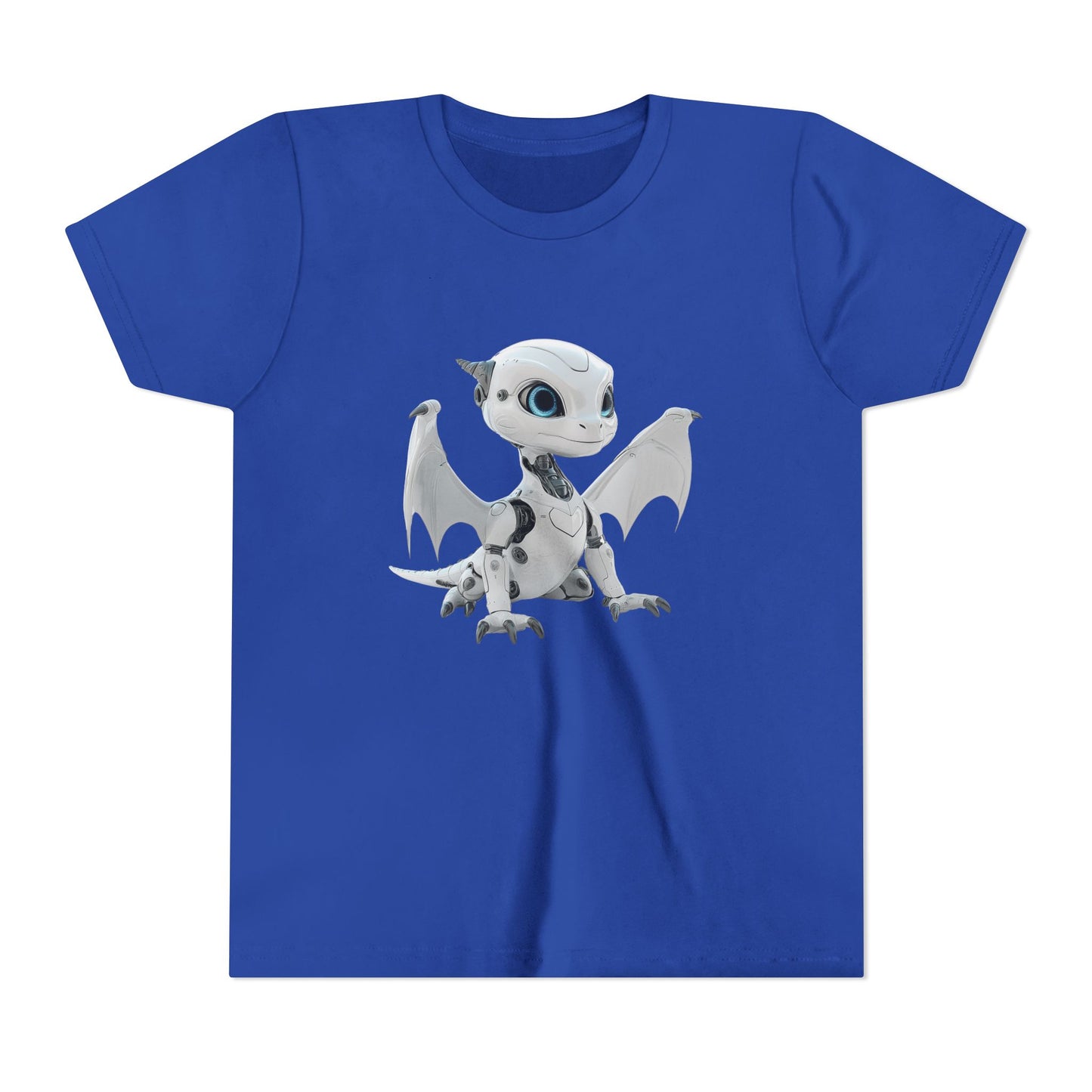 White Robot Dragon - Youth Short Sleeve T-Shirt - Teeny Tiny Dragons