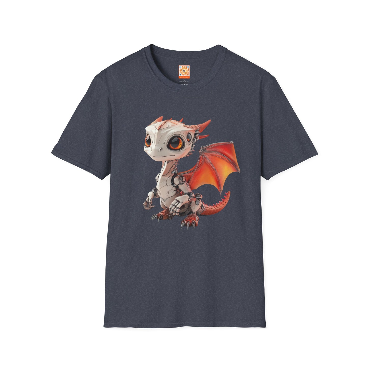 Big Eyed Baby Robot Dragon Adult Unisex Softstyle T-Shirt - Teeny Tiny Dragons