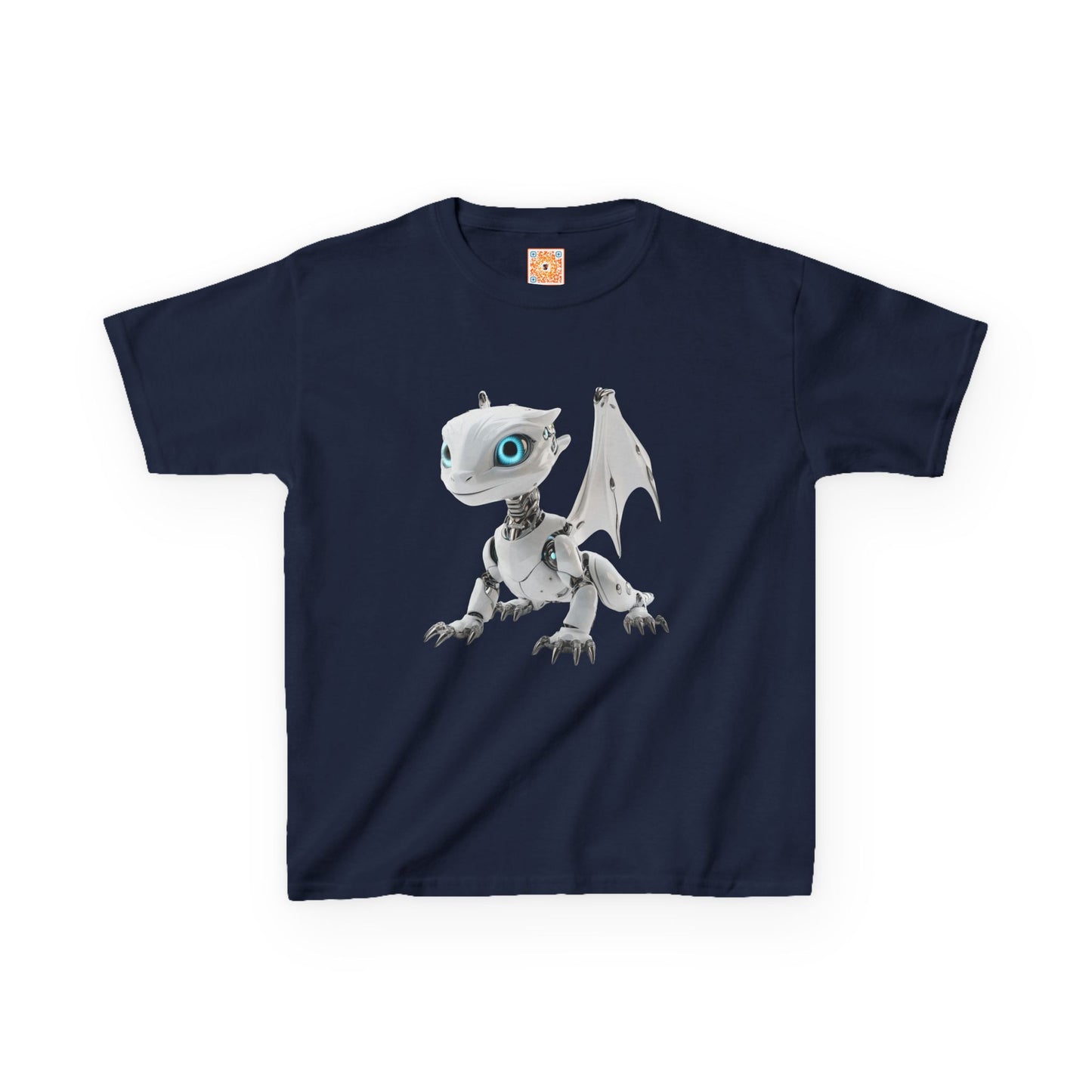 Blue Eyed Robot Dragon Heavy Cotton T-Shirt - Teeny Tiny Dragons