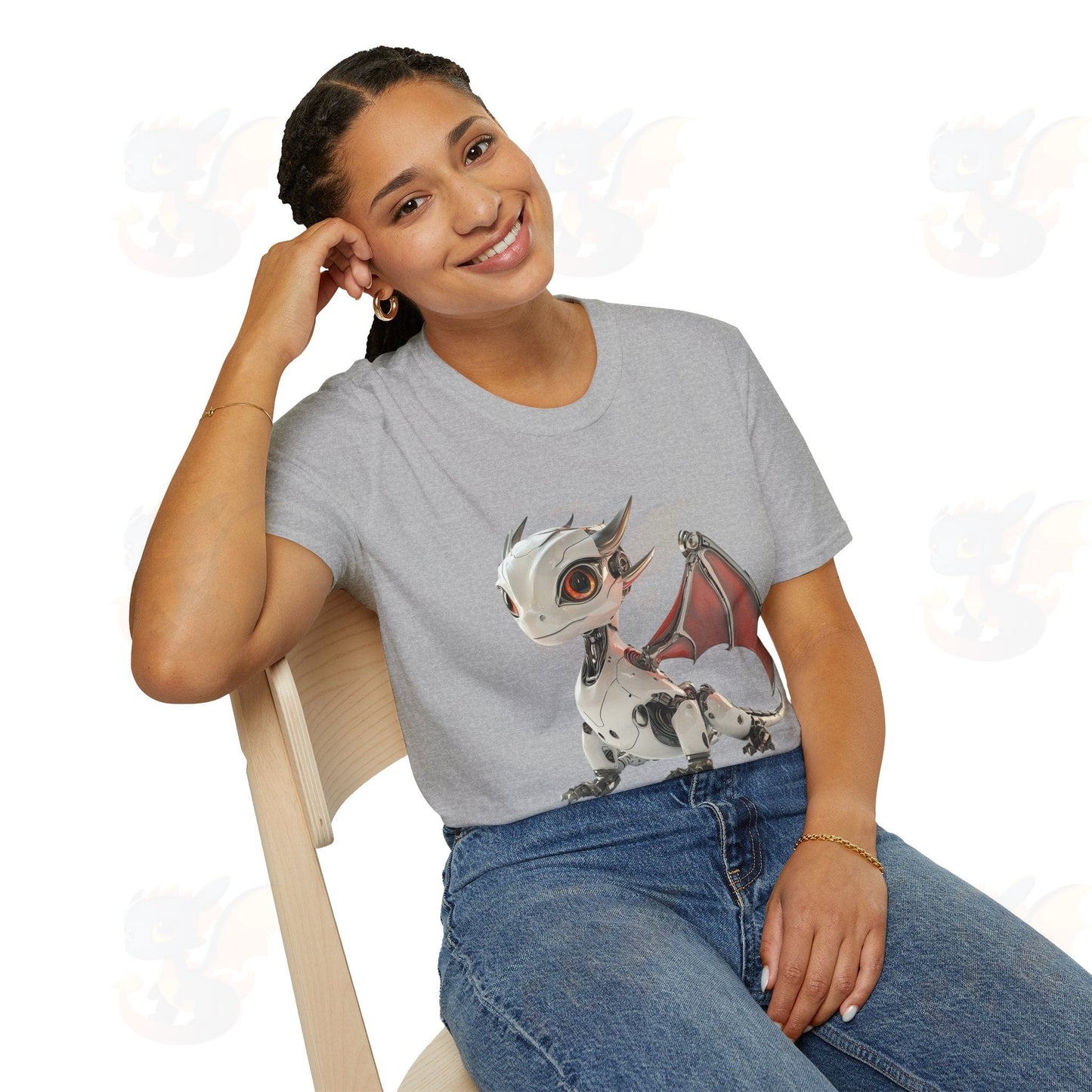 Adult Robot Dragon Design Unisex Softstyle T-Shirt