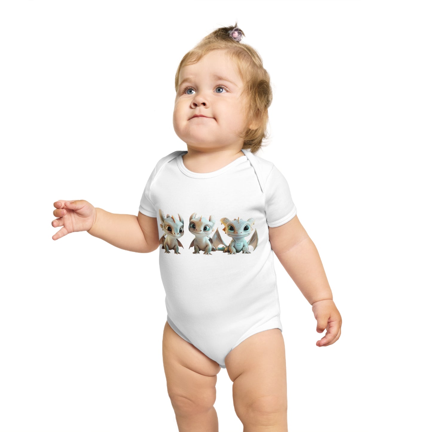 Short Sleeve Baby Bodysuit with 3 Cute Baby Dragons | Teeny Tiny Dragons