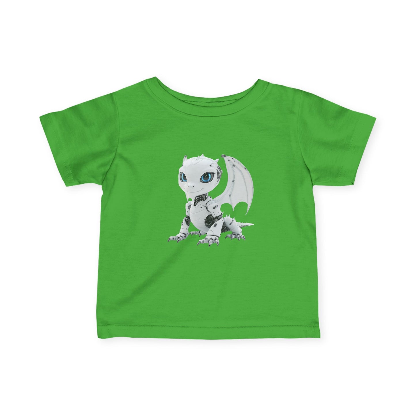 White Robot Dragon Infant Fine Jersey T-Shirt - Teeny Tiny Dragons