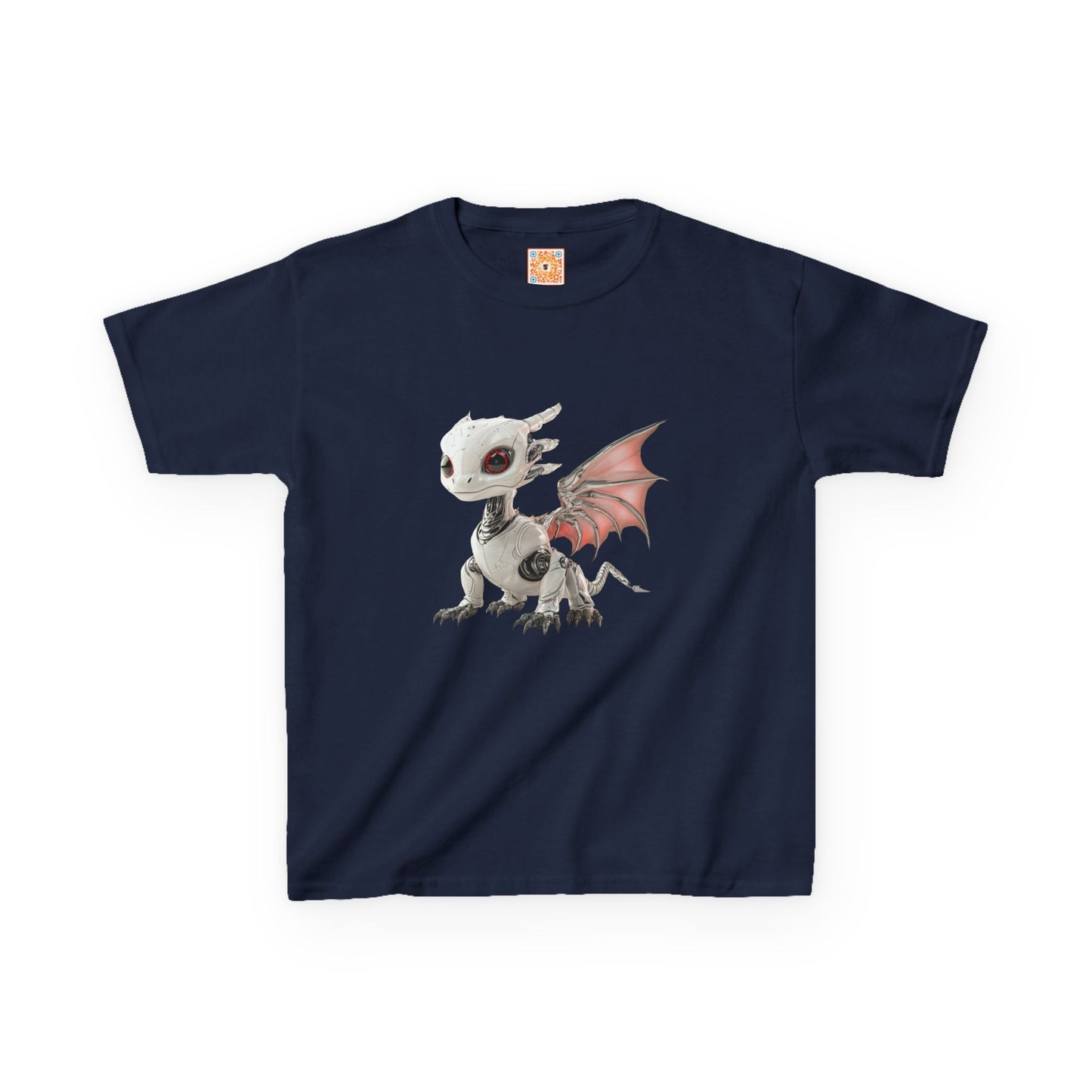 Sitting Grey Robot Dragon Kids 100% Cotton T-Shirt - Teeny Tiny Dragons