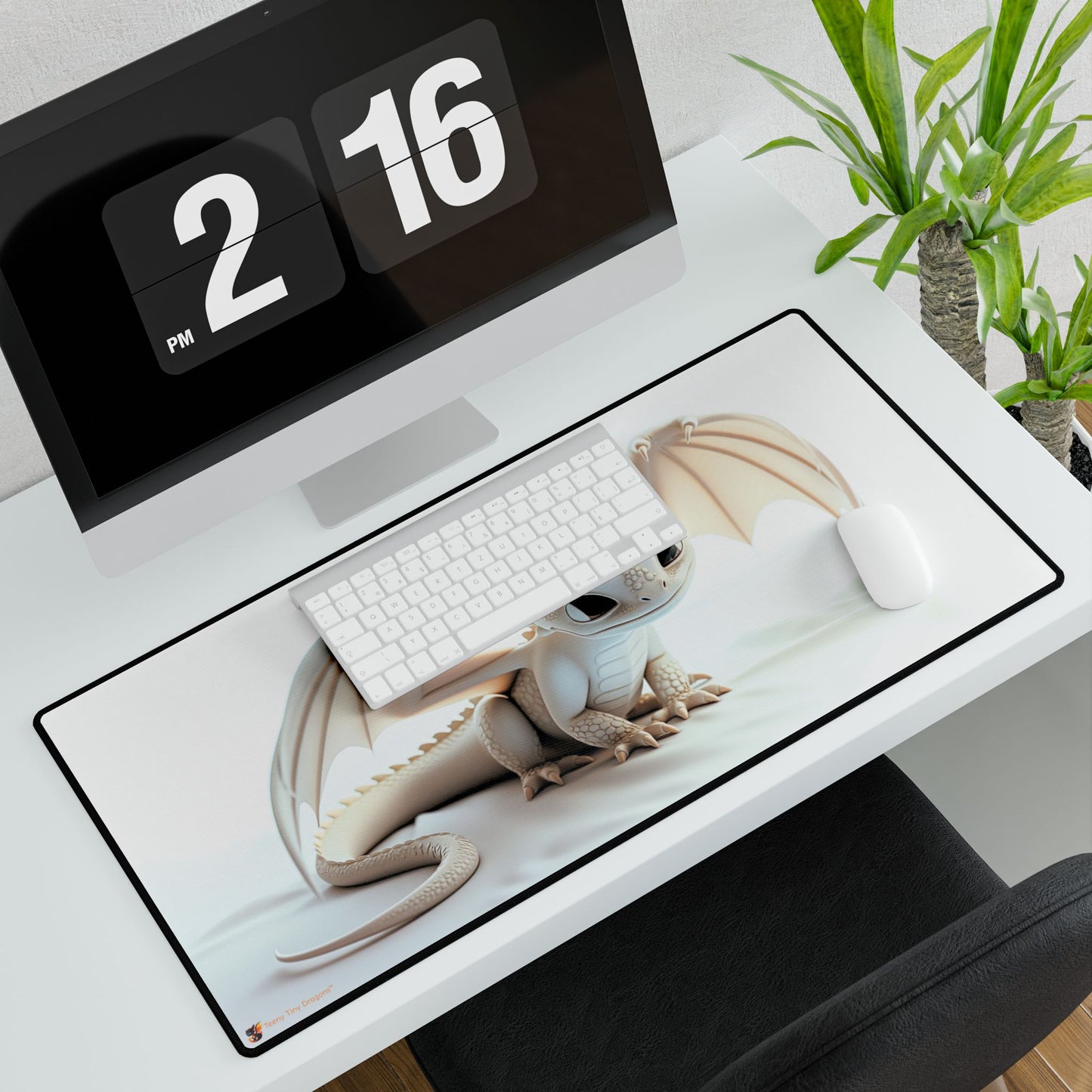Cute White Baby Dragon Mouse Mat - Teeny Tiny Dragons