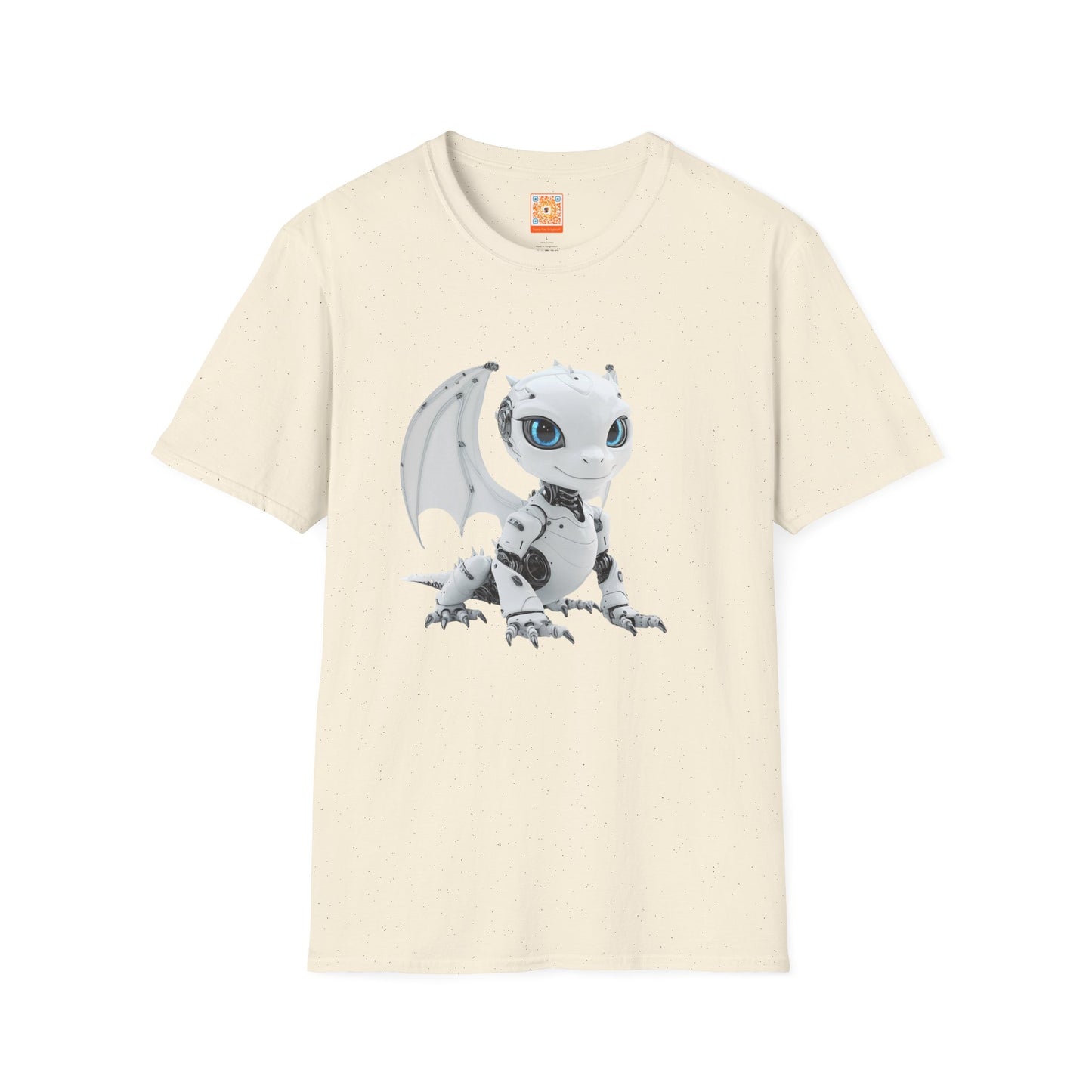 White Robot Dragon Adult Unisex Softstyle T-Shirt - Teeny Tiny Dragons
