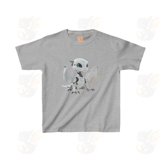 Cute White Robot Dragon - Kids Heavy Cotton™ T-Shirt