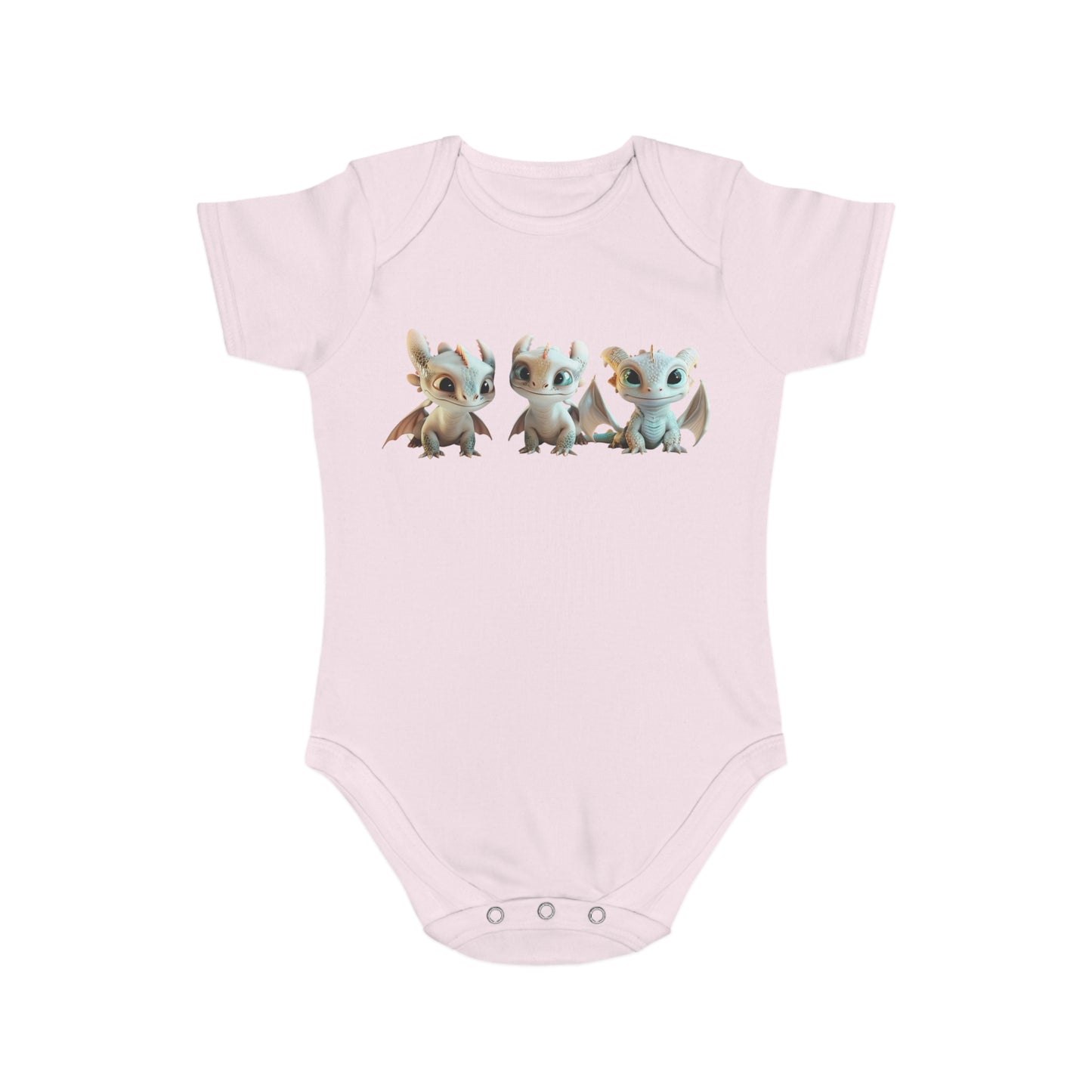Short Sleeve Baby Bodysuit with 3 Cute Baby Dragons | Teeny Tiny Dragons
