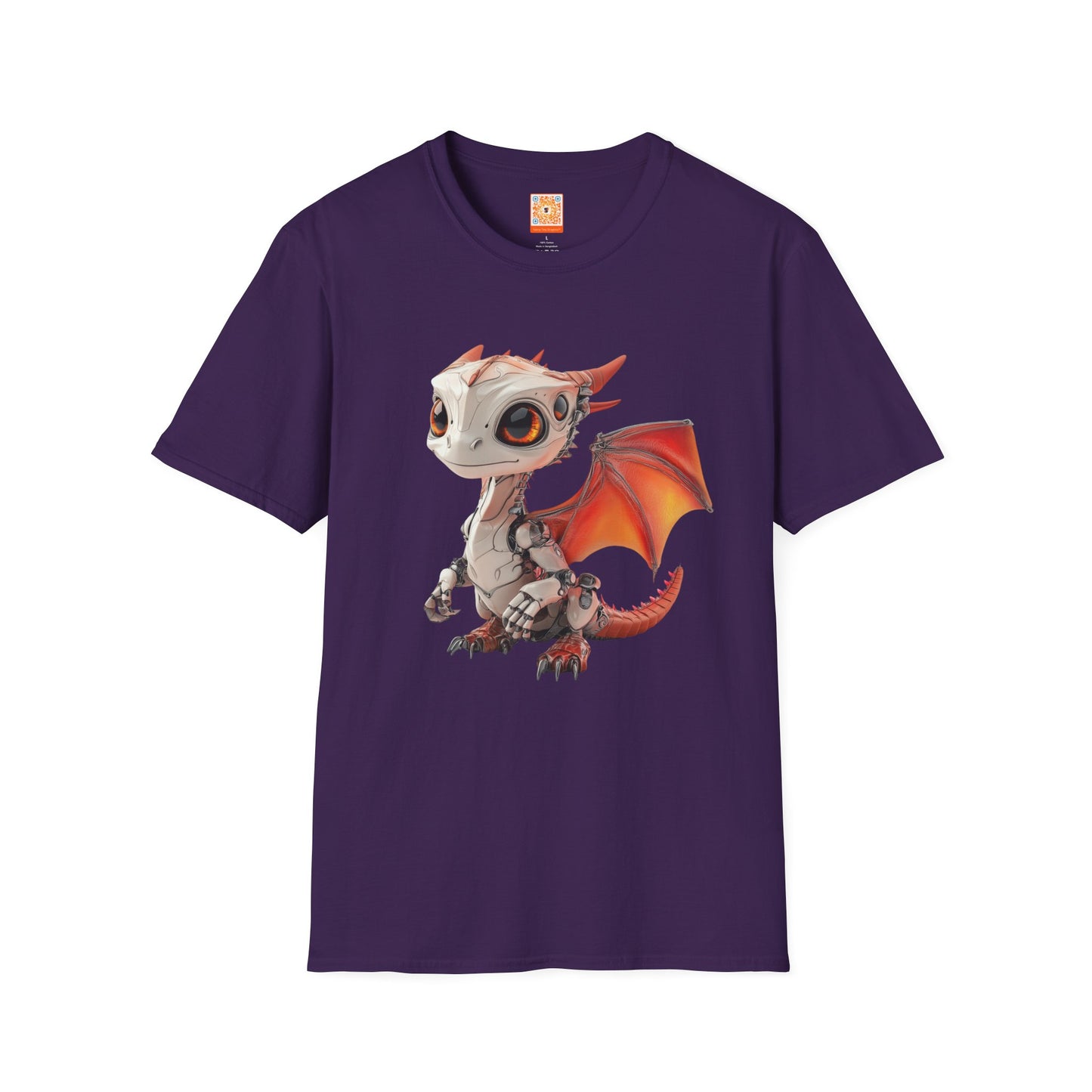 Big Eyed Baby Robot Dragon Adult Unisex Softstyle T-Shirt - Teeny Tiny Dragons