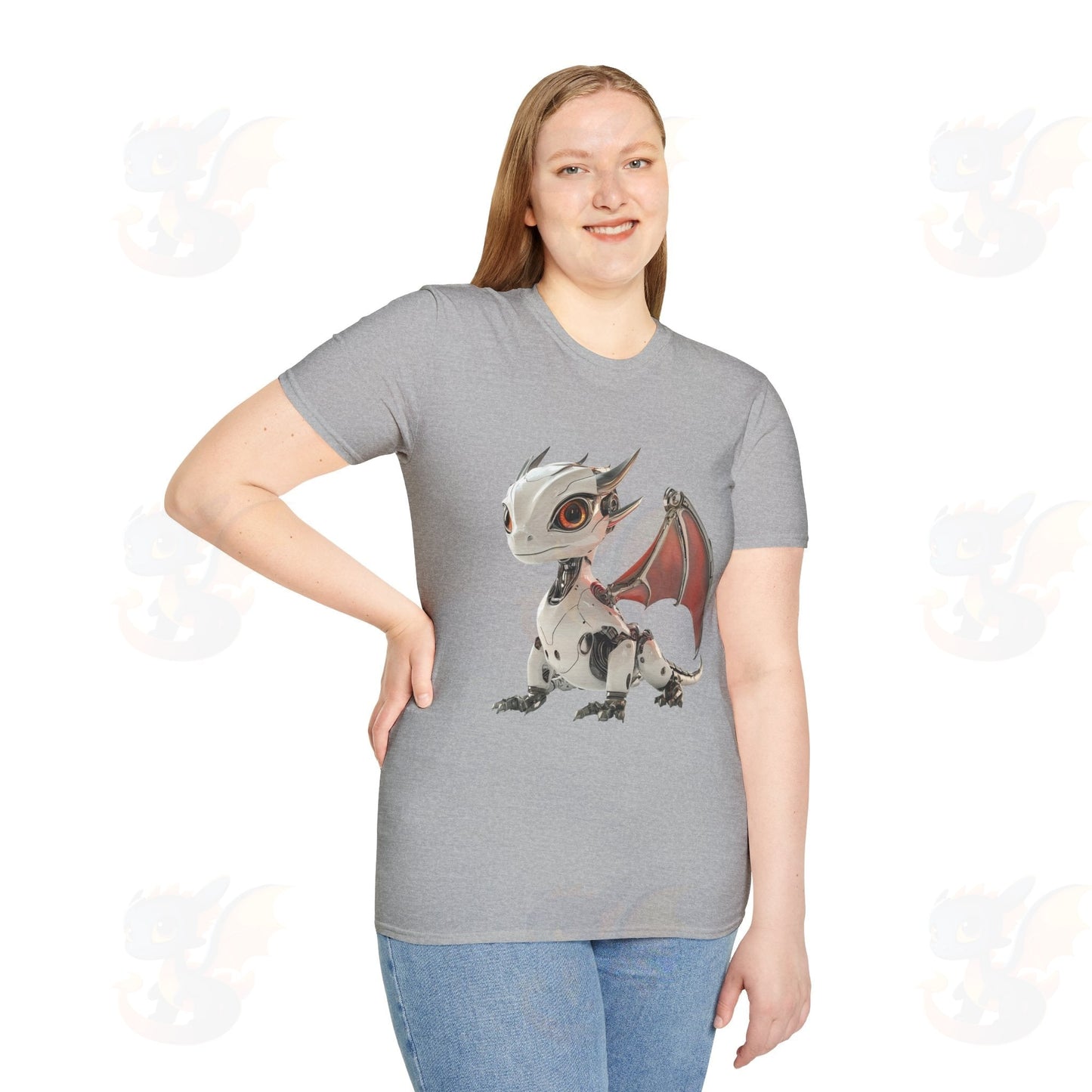 Adult Robot Dragon Design Unisex Softstyle T-Shirt