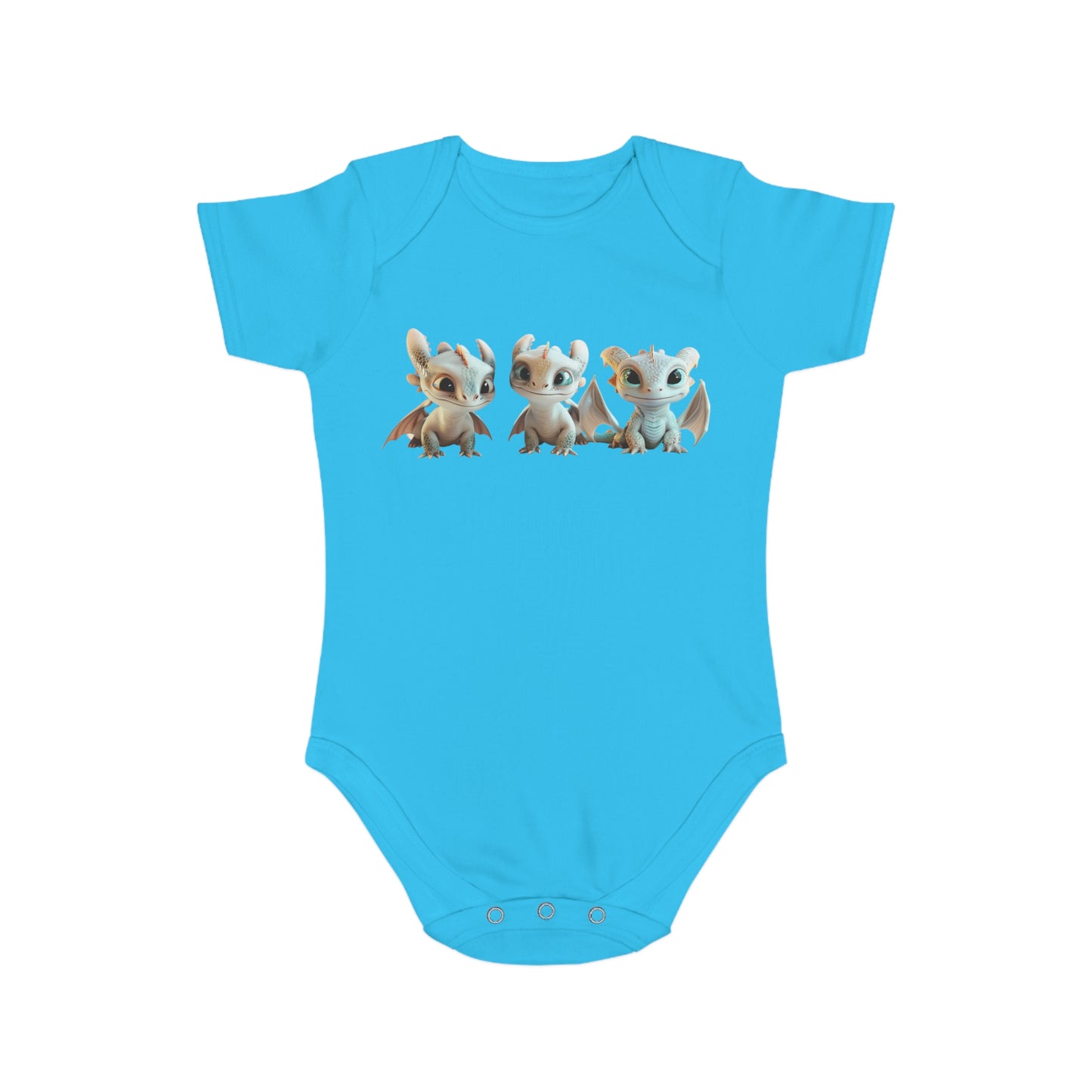 Short Sleeve Baby Bodysuit with 3 Cute Baby Dragons | Teeny Tiny Dragons