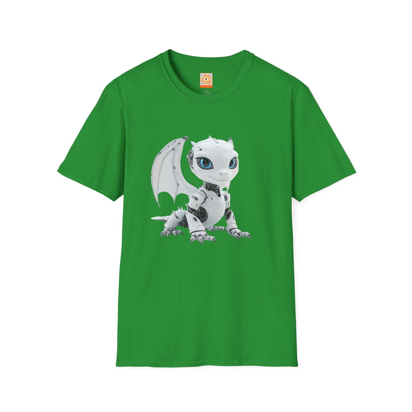 White Robot Dragon Adult Unisex Softstyle T-Shirt - Teeny Tiny Dragons